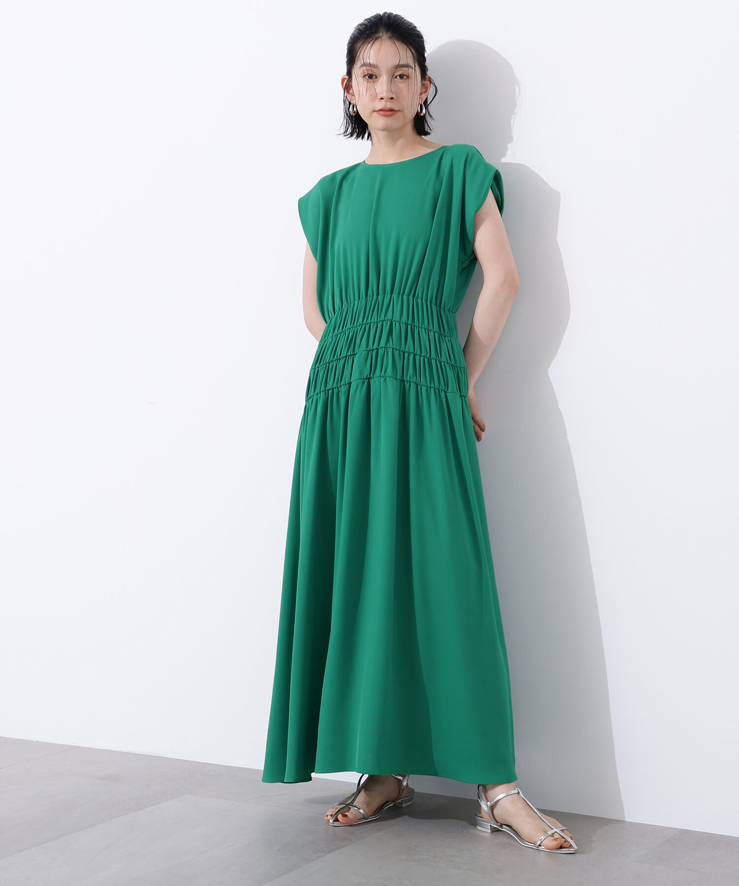  「ギャザーデザインワンピース」|ワンピース|
