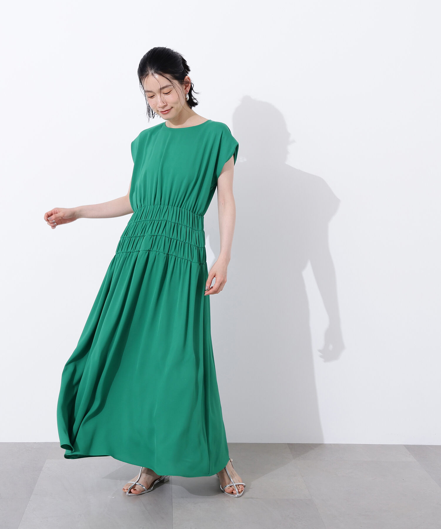  「ギャザーデザインワンピース」|ワンピース|