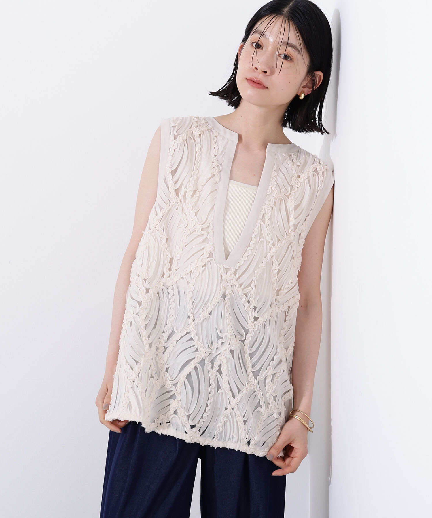  「レース刺繍ベスト」|シャツ・ブラウス|