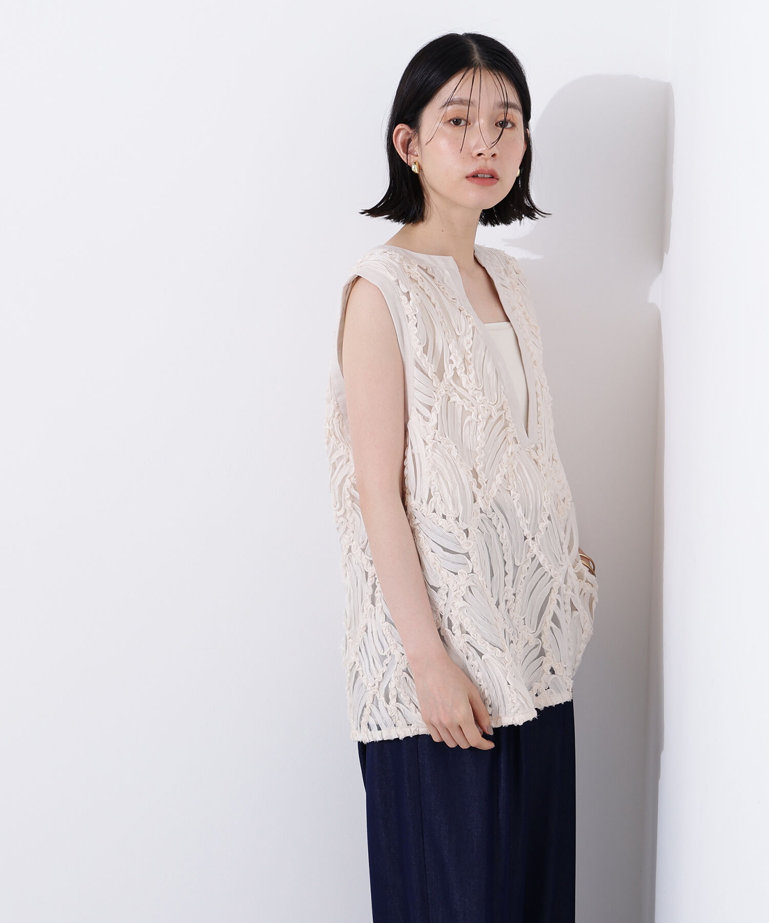  「レース刺繍ベスト」|シャツ・ブラウス|