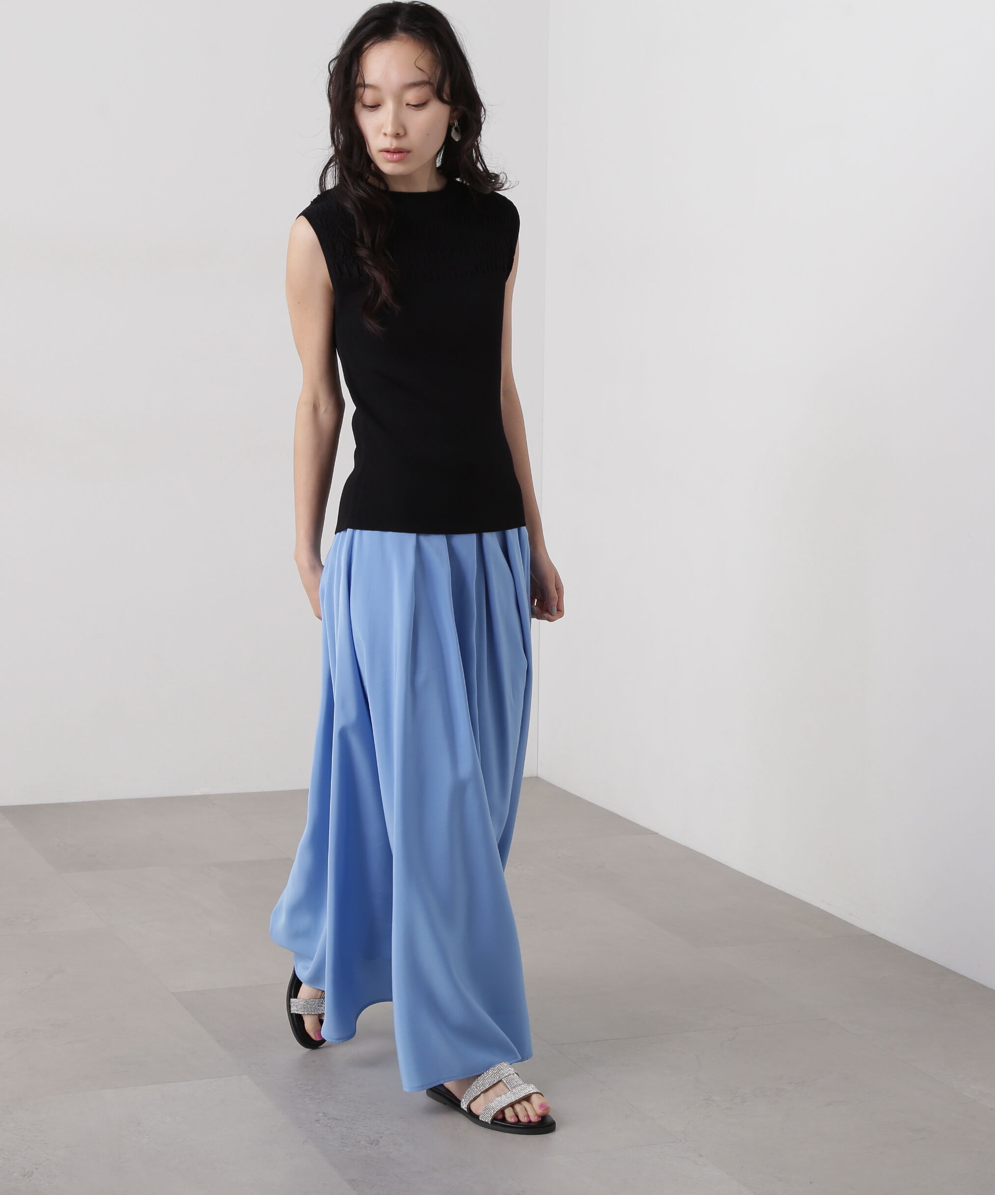  「シャーリングフレンチスリーブニット」|ニット・セーター|