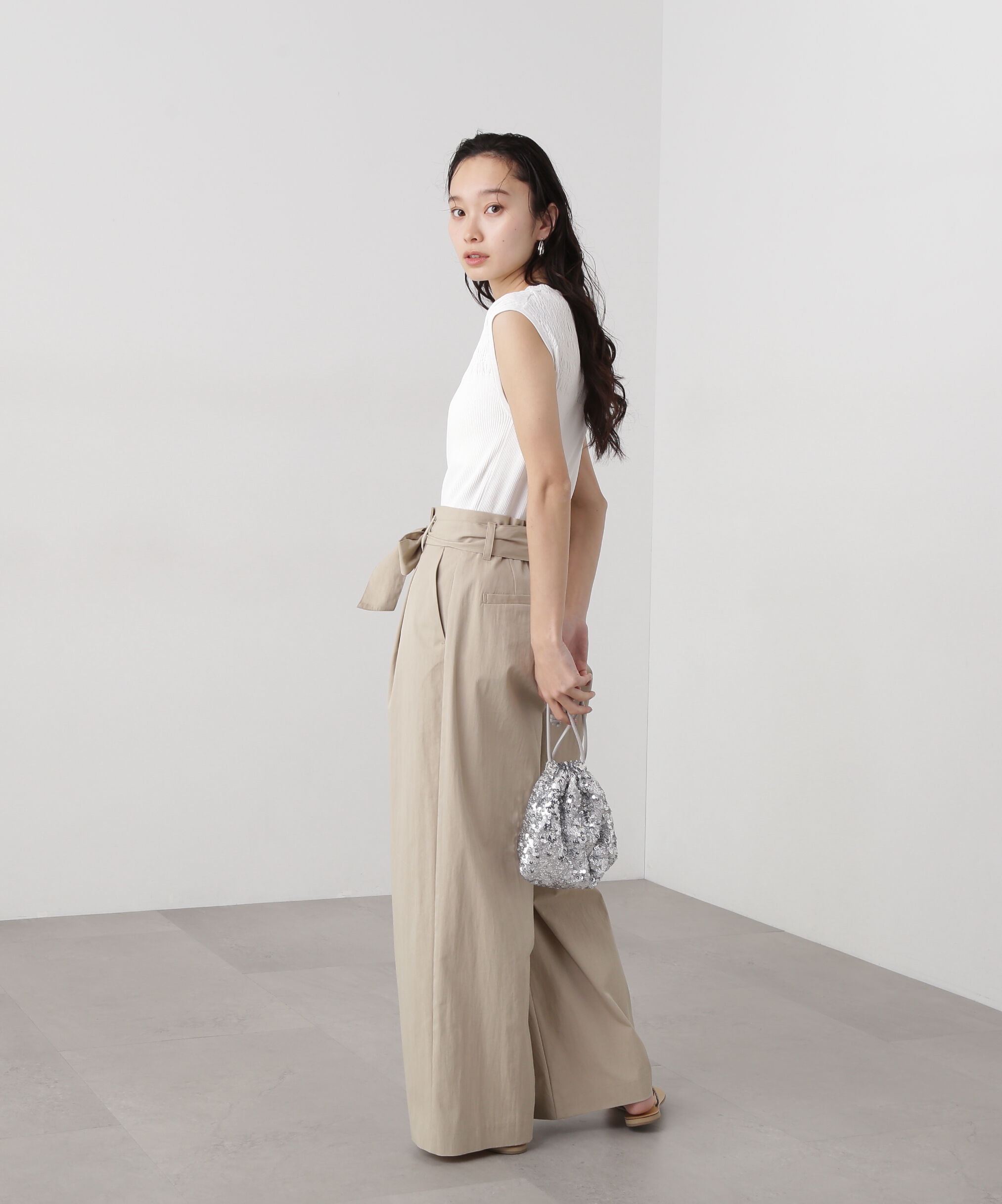  「シャーリングフレンチスリーブニット」|ニット・セーター|