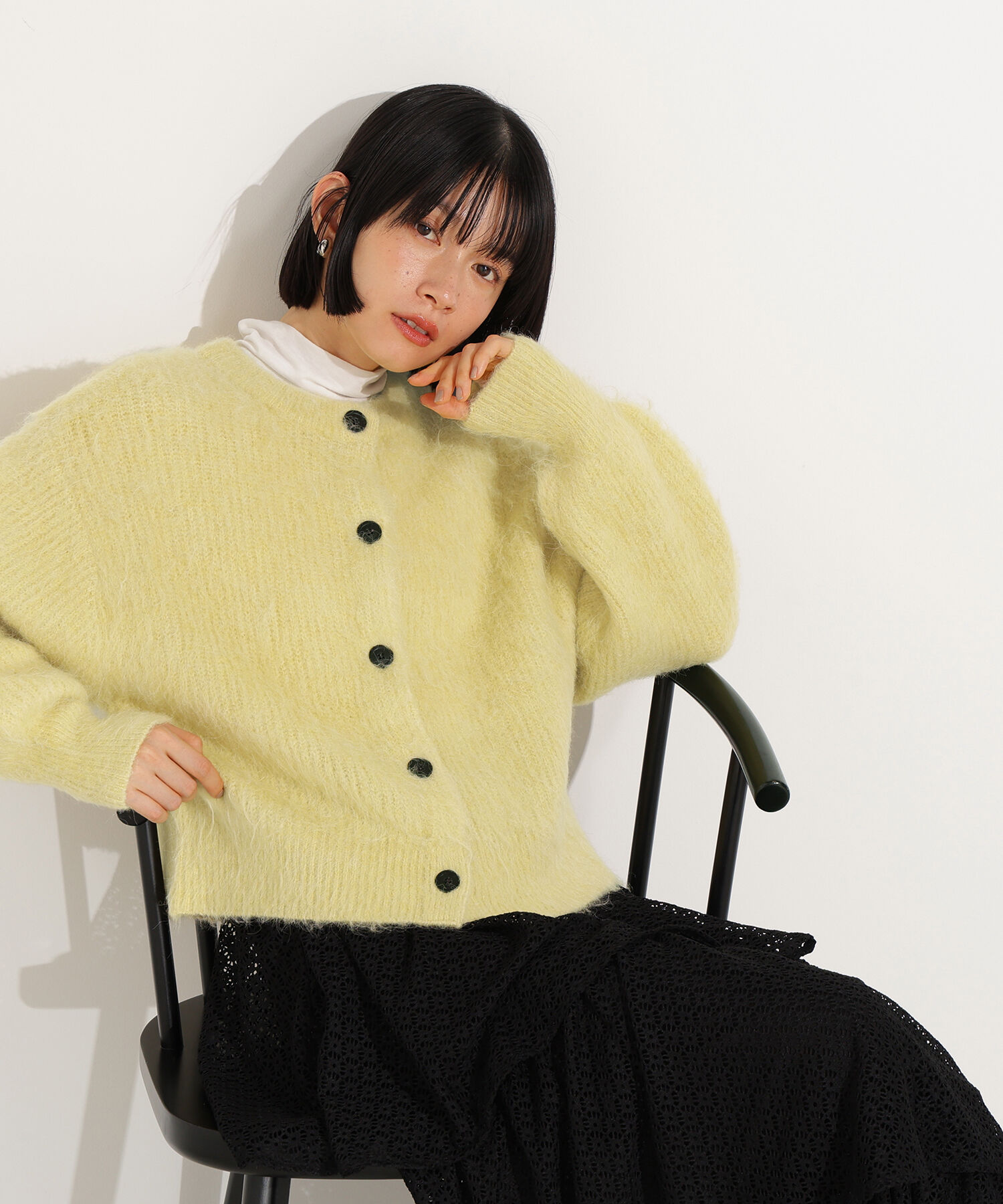  「クルーネックフェザーカーディガン」|ニット・セーター|