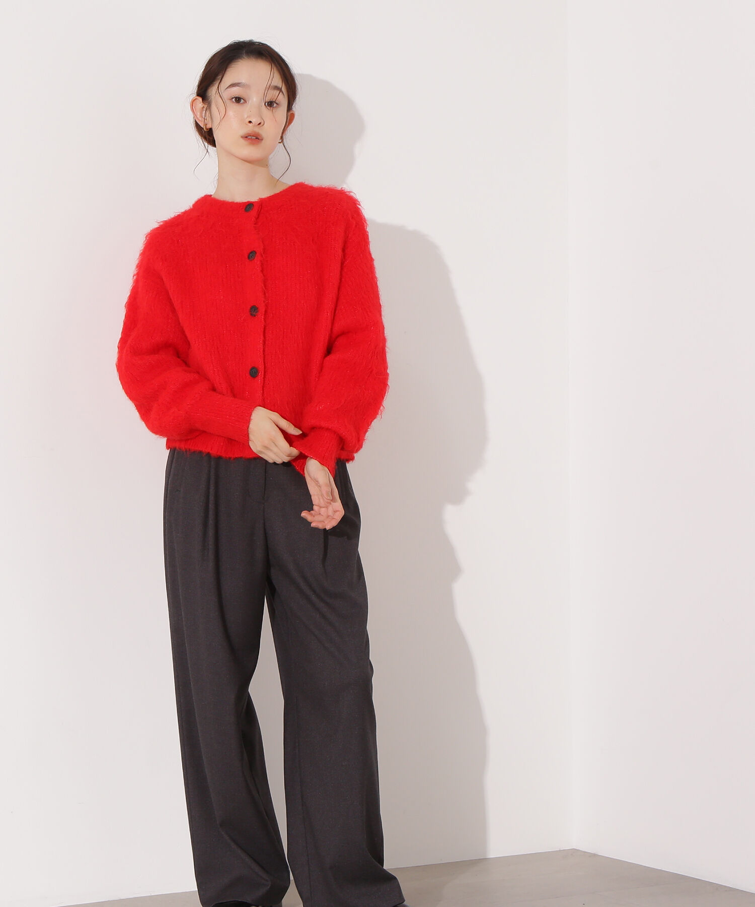  「クルーネックフェザーカーディガン」|ニット・セーター|