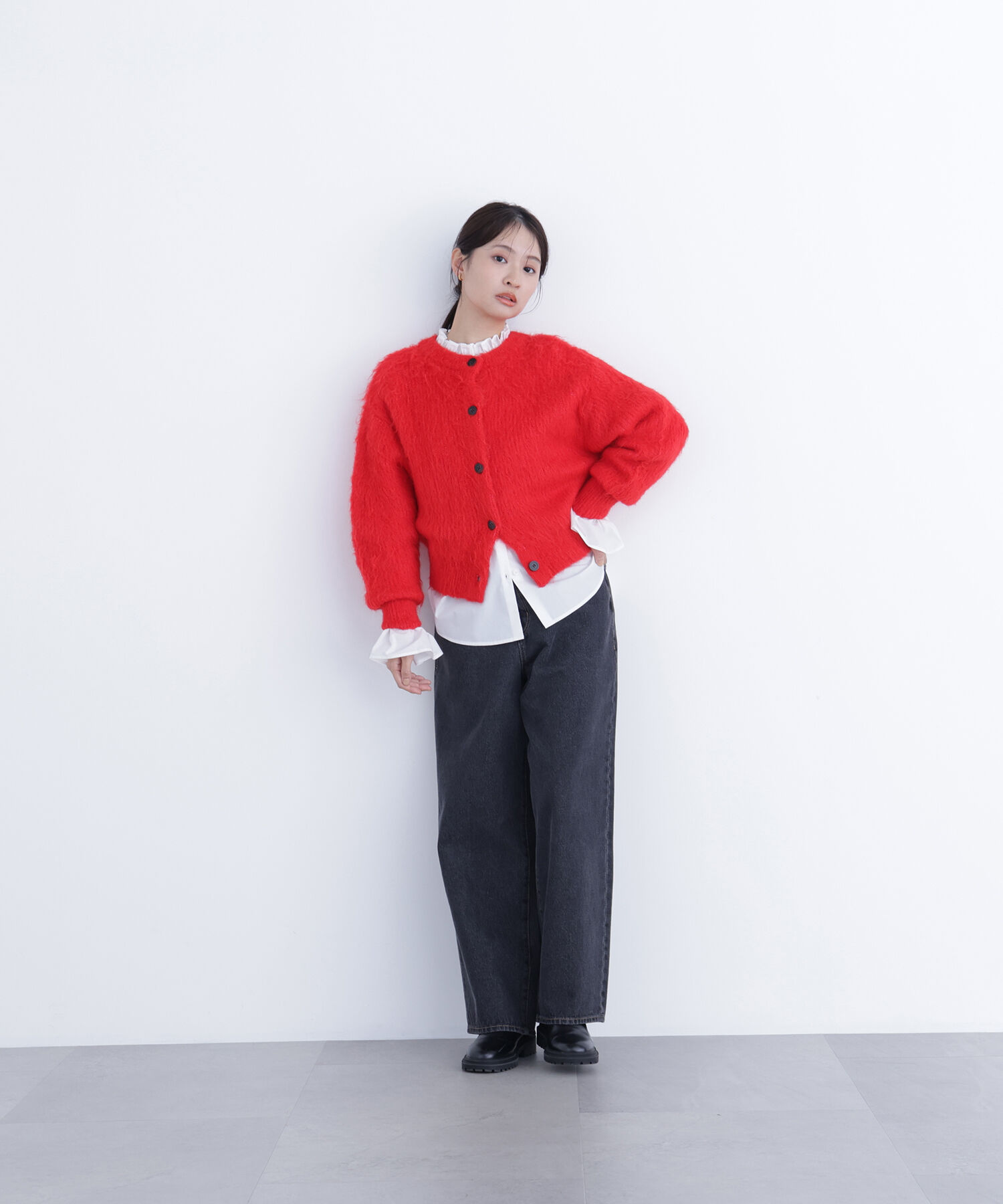  「クルーネックフェザーカーディガン」|ニット・セーター|