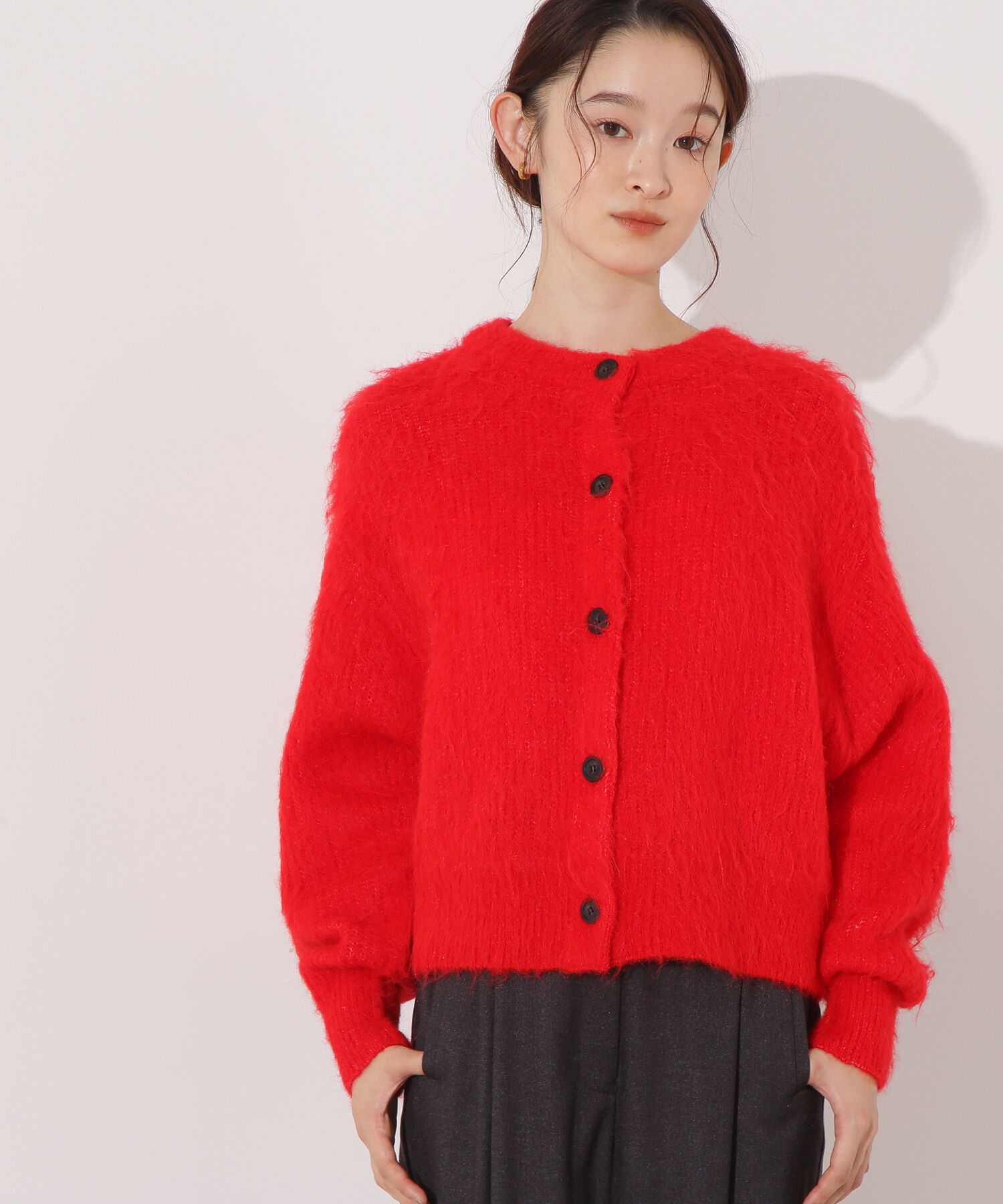  「クルーネックフェザーカーディガン」|ニット・セーター|