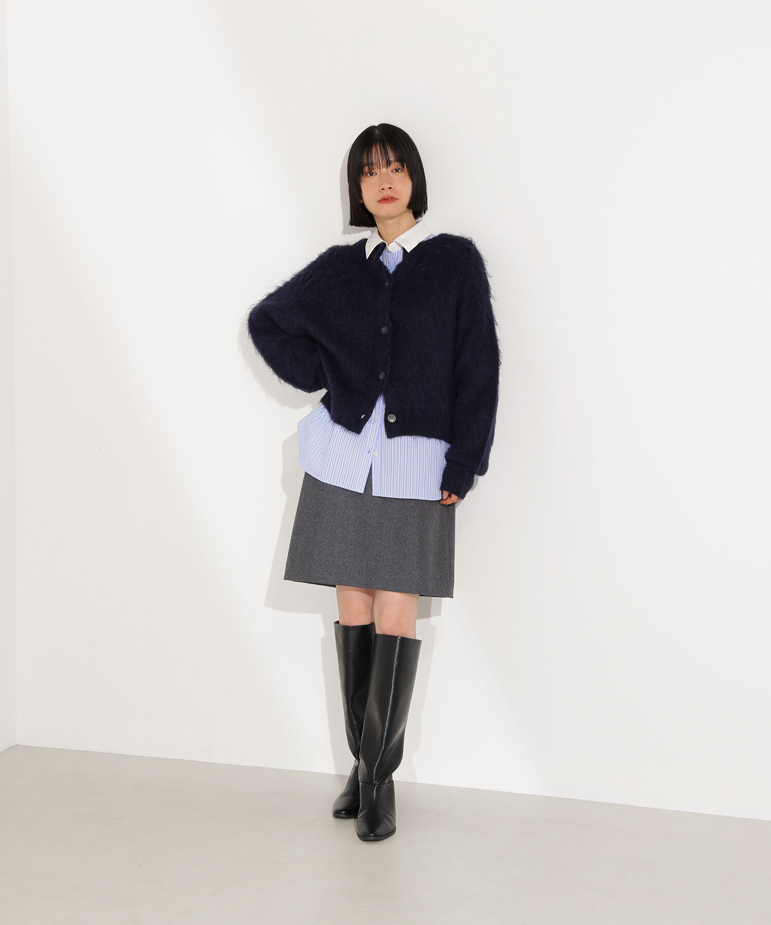  「クルーネックフェザーカーディガン」|ニット・セーター|