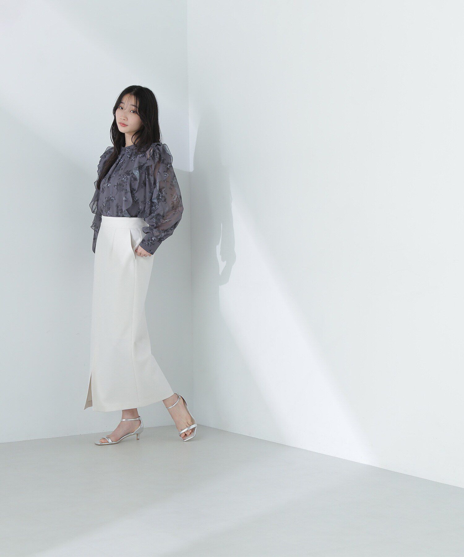  「2wayフリルショルダープリントブラウス」|シャツ・ブラウス|