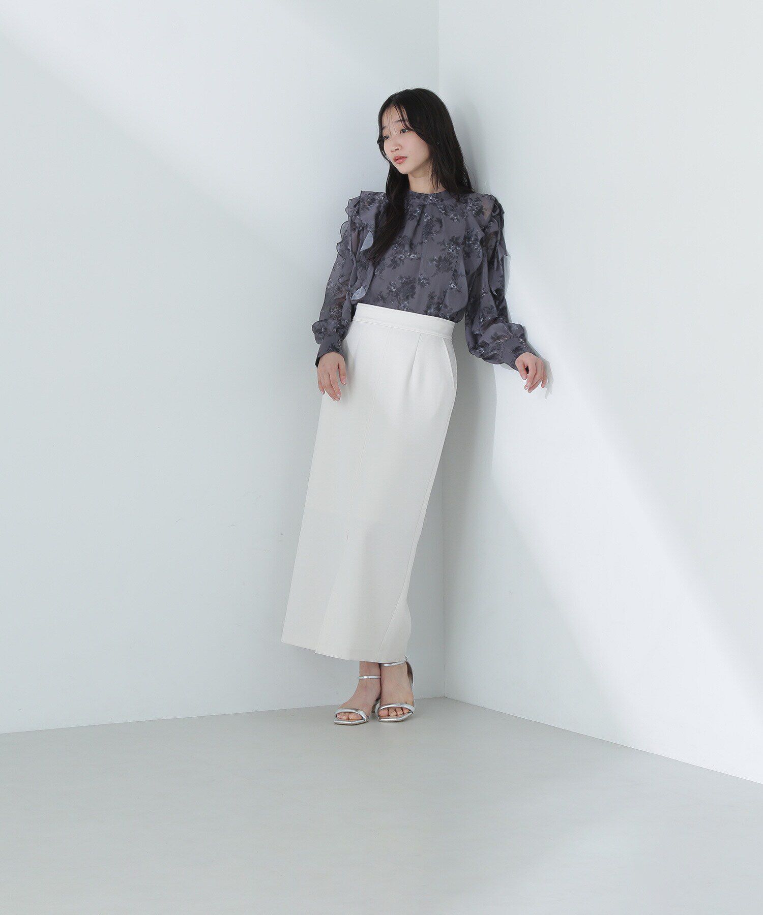  「2wayフリルショルダープリントブラウス」|シャツ・ブラウス|