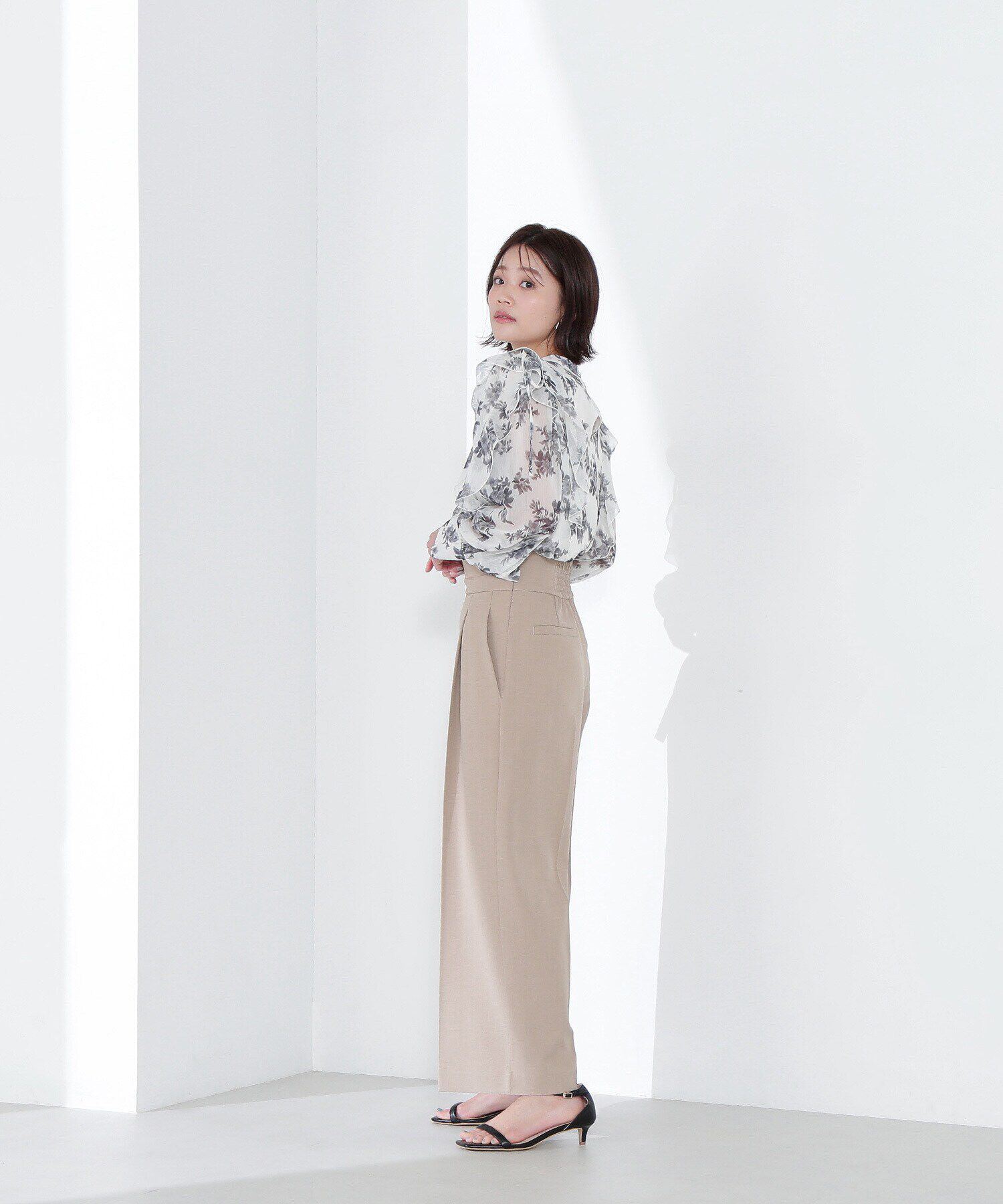  「2wayフリルショルダープリントブラウス」|シャツ・ブラウス|