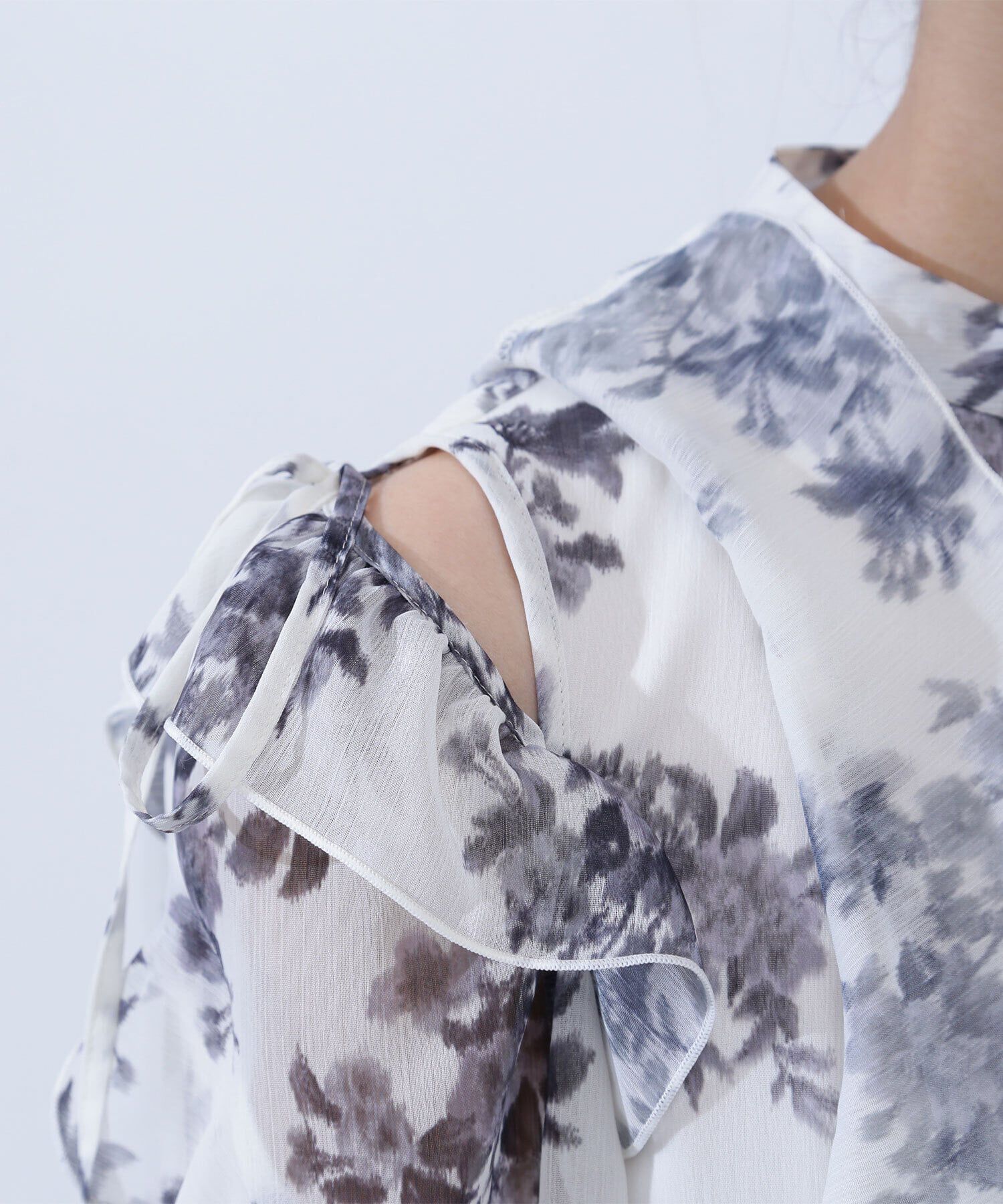  「2wayフリルショルダープリントブラウス」|シャツ・ブラウス|