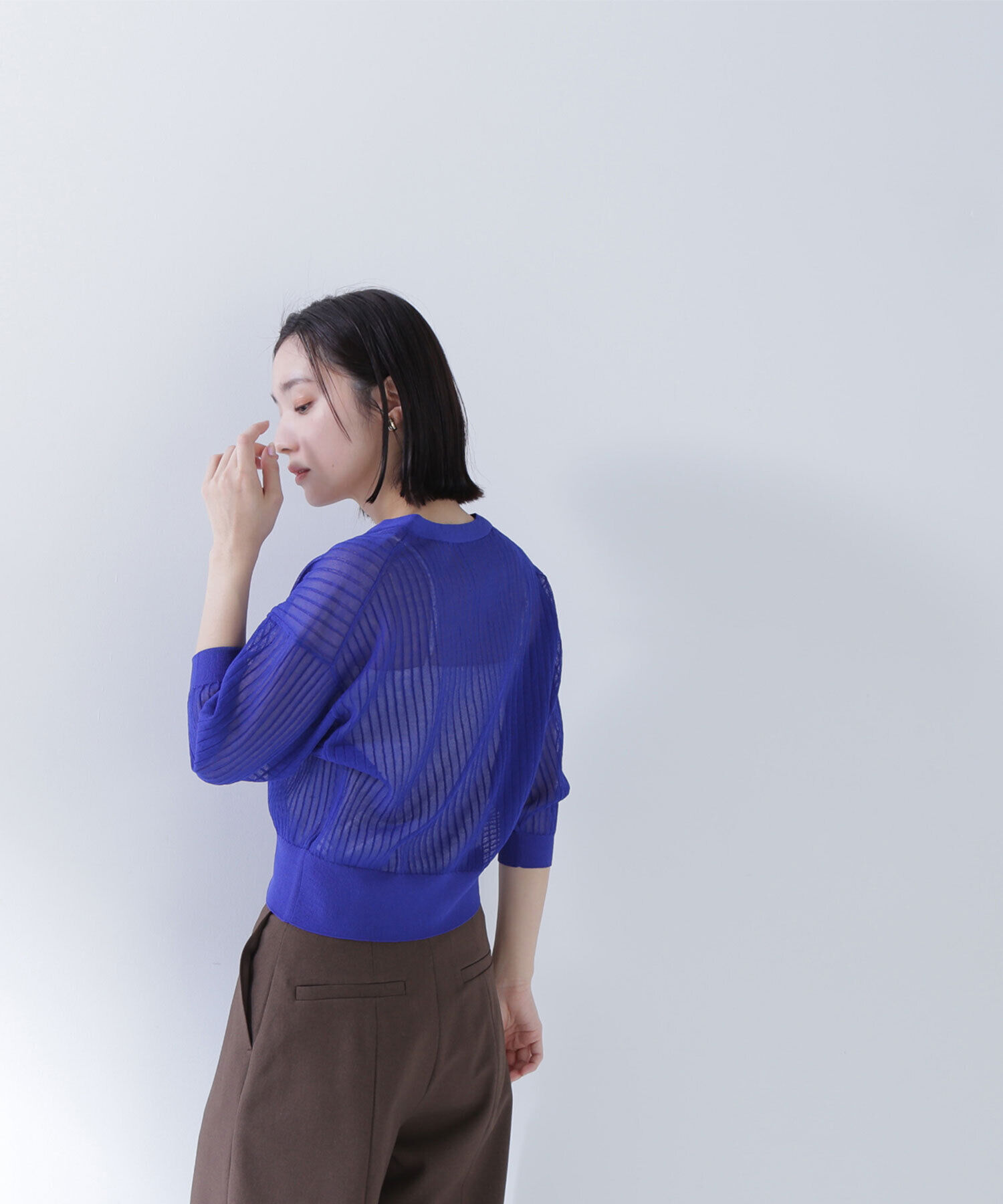  「Vネックシアーリブカーディガン」|ニット・セーター|