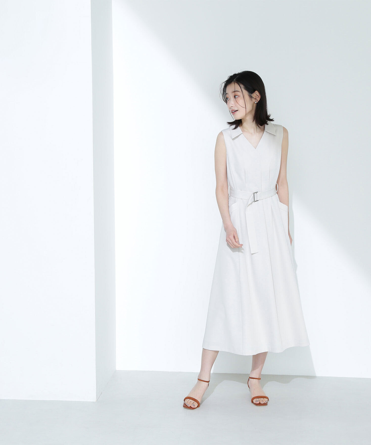  「ベルテッドシャツワンピース」|ワンピース|