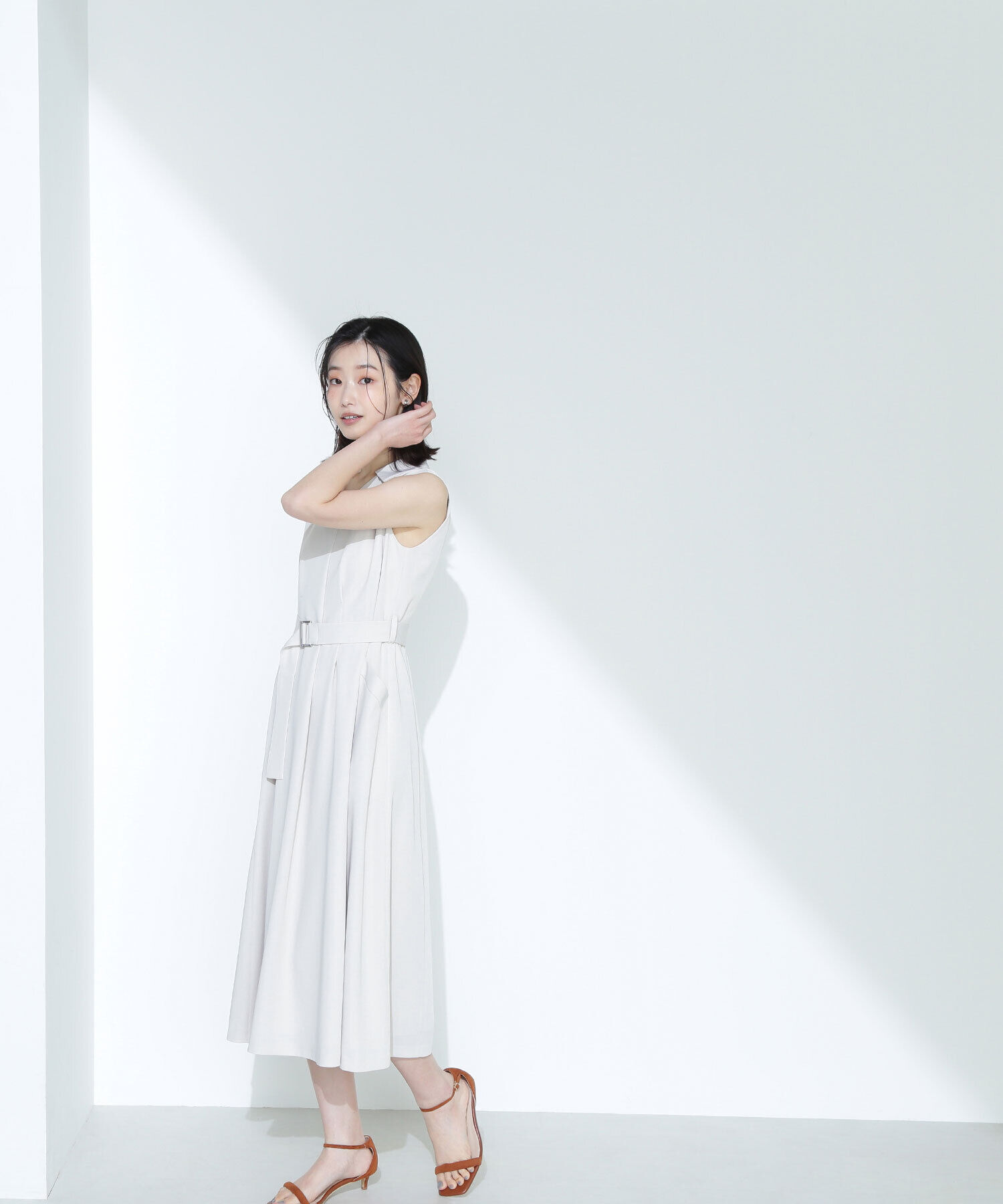  「ベルテッドシャツワンピース」|ワンピース|