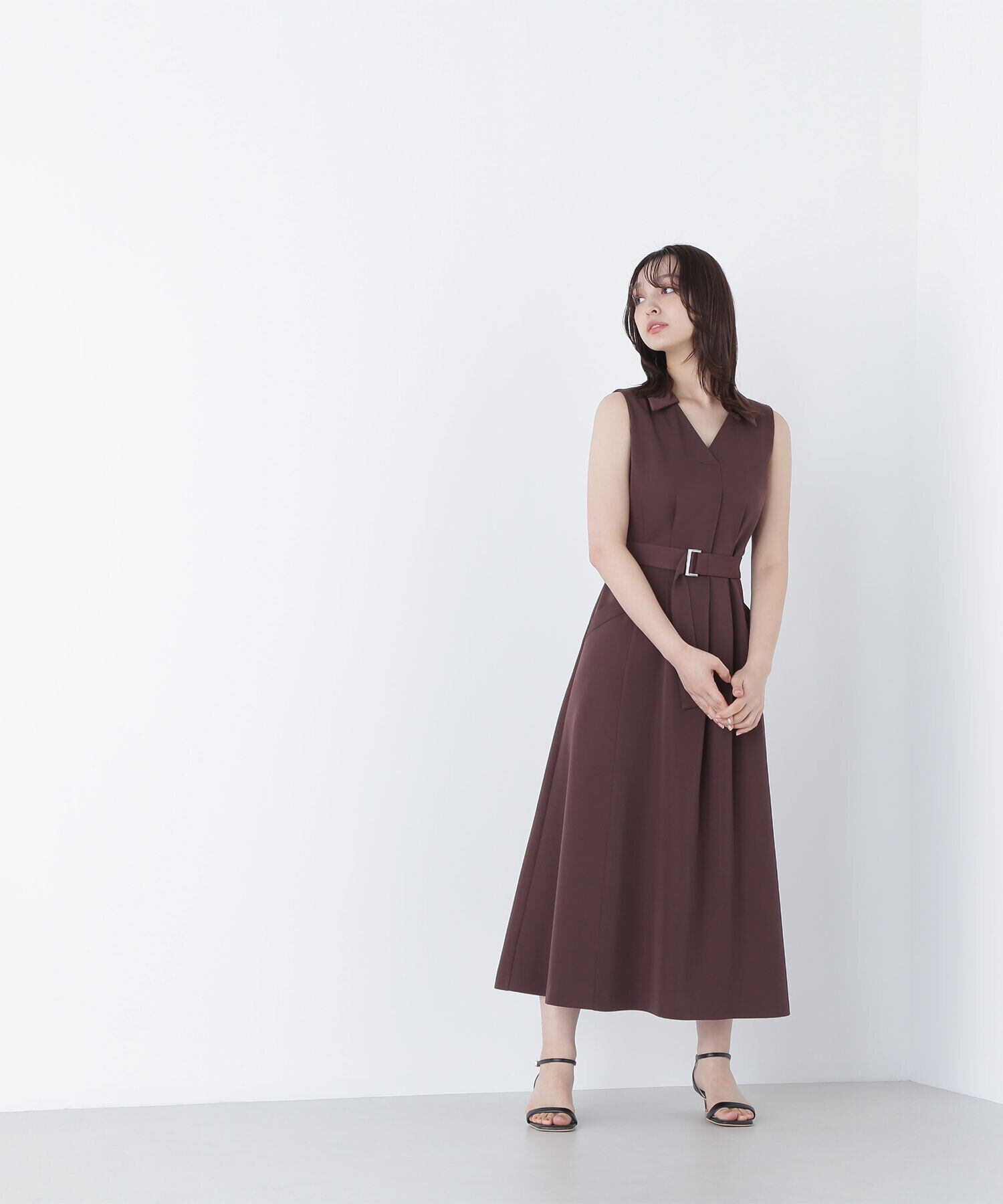  「ベルテッドシャツワンピース」|ワンピース|