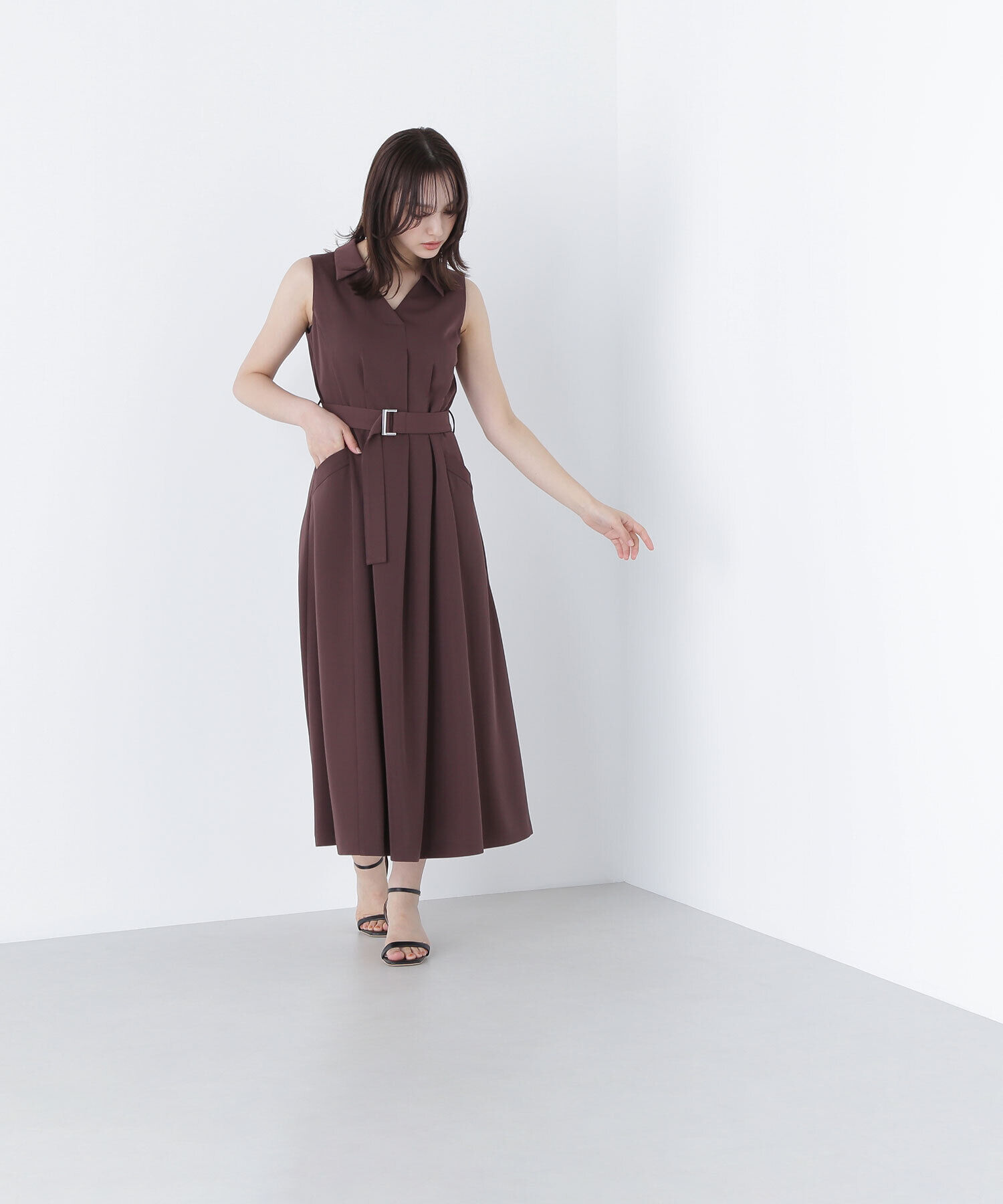  「ベルテッドシャツワンピース」|ワンピース|