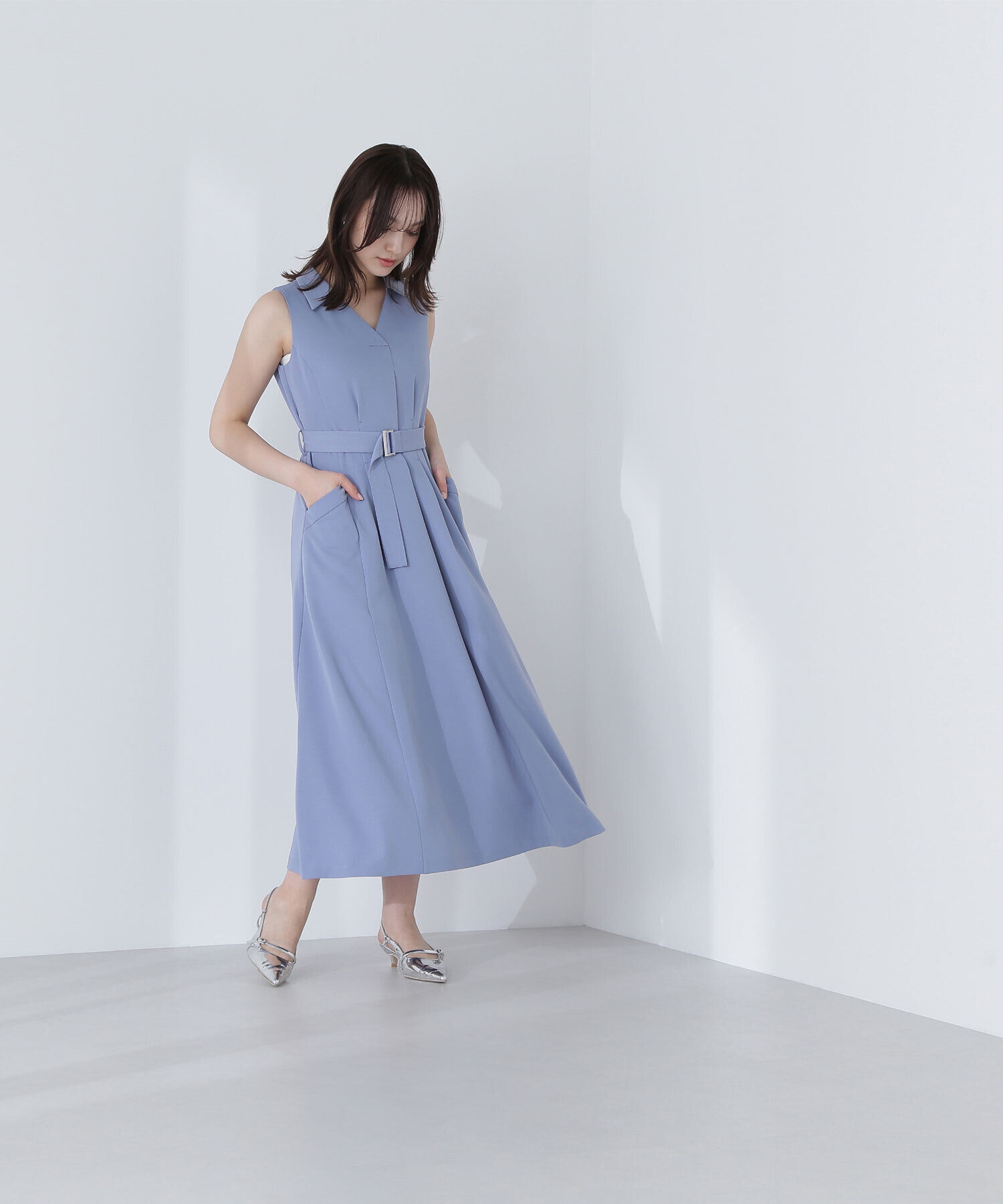  「ベルテッドシャツワンピース」|ワンピース|