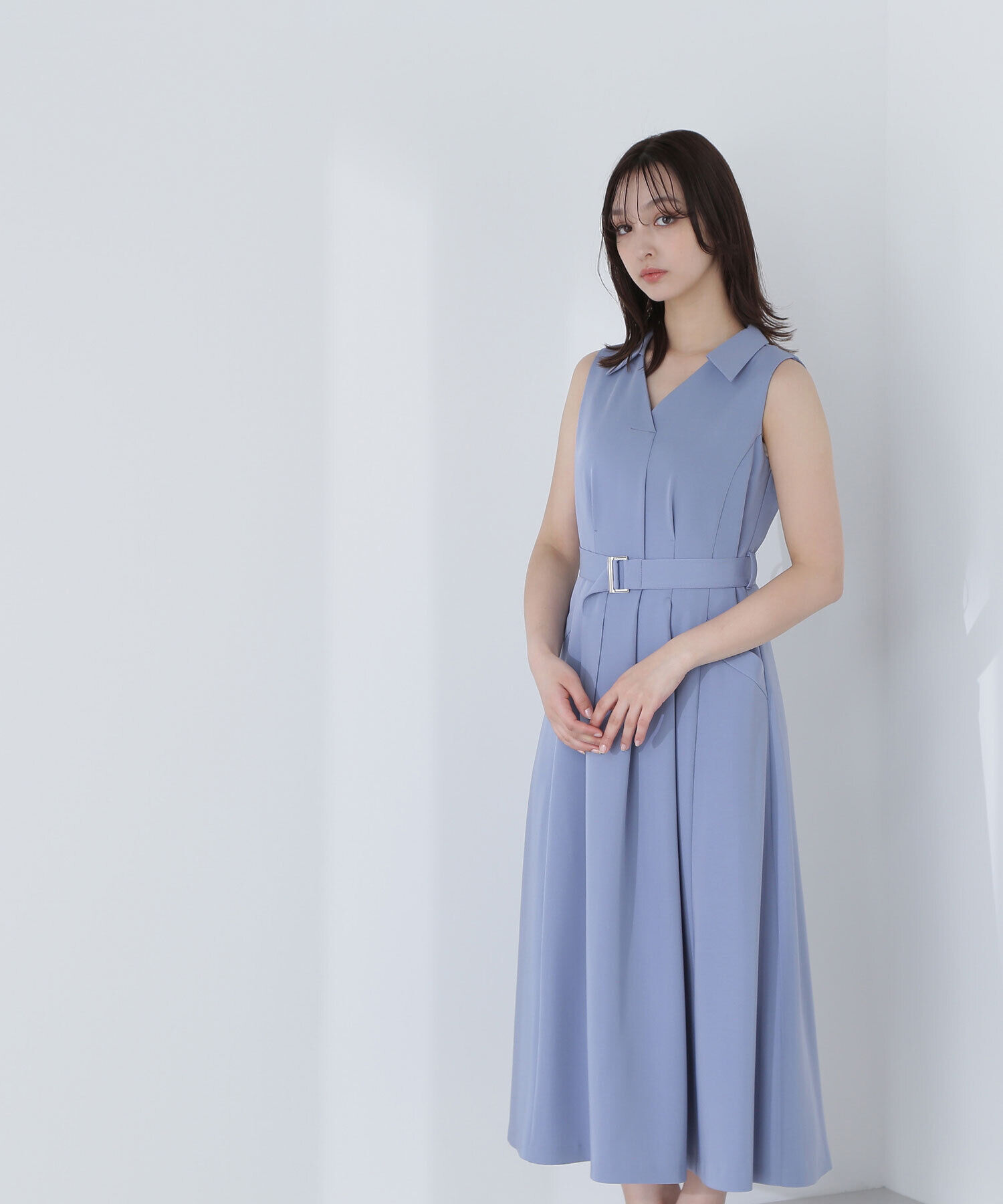  「ベルテッドシャツワンピース」|ワンピース|