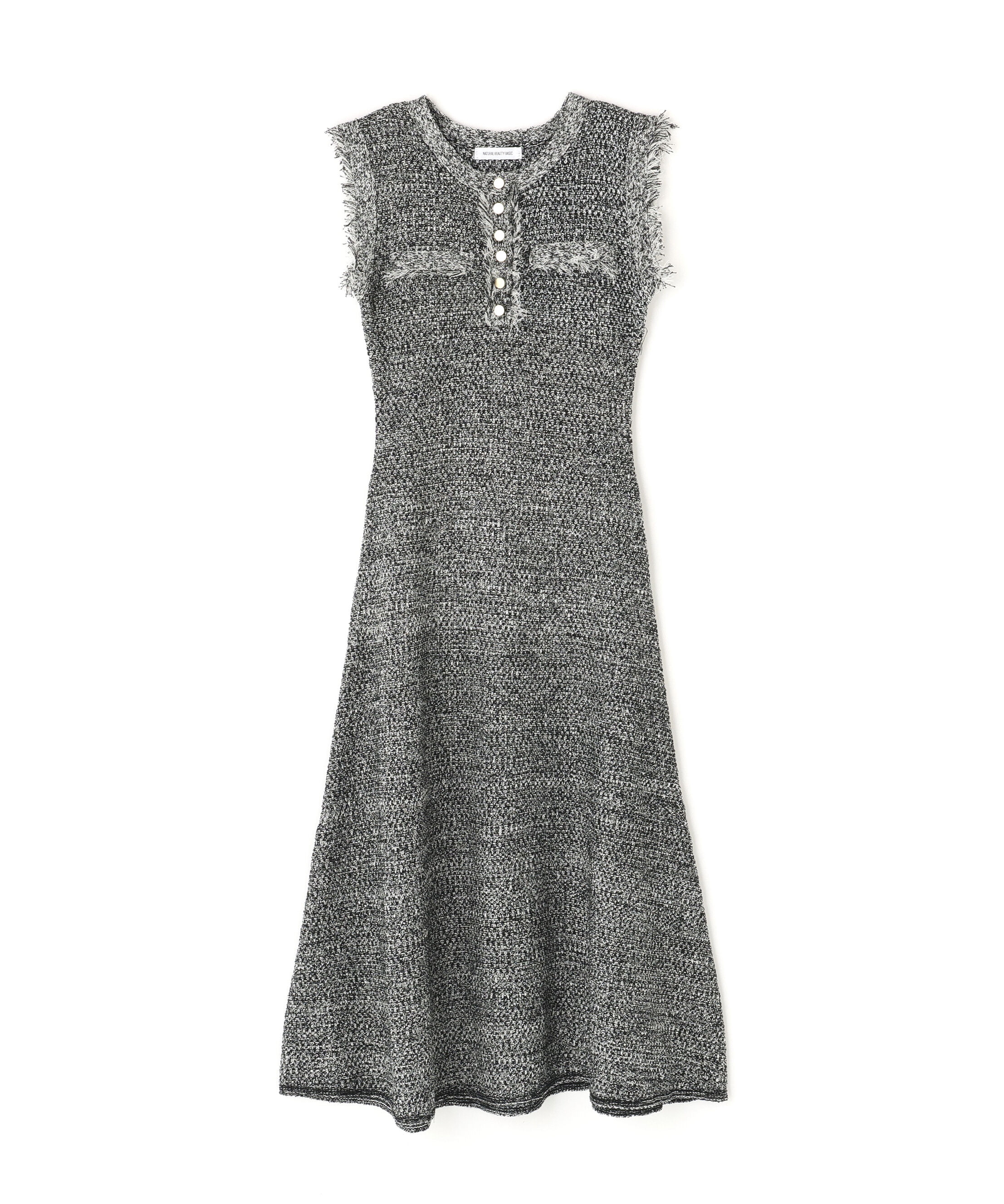  「フリンジツイードニットワンピース」|ワンピース|