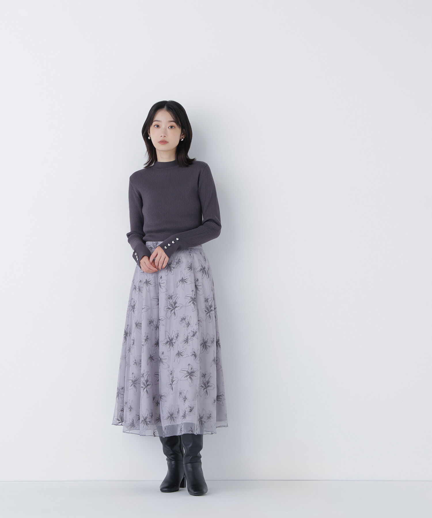  「ハートボタンカフスニット」|ニット・セーター|