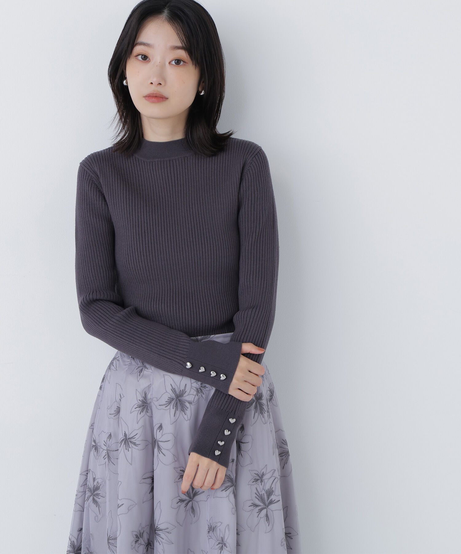  「ハートボタンカフスニット」|ニット・セーター|