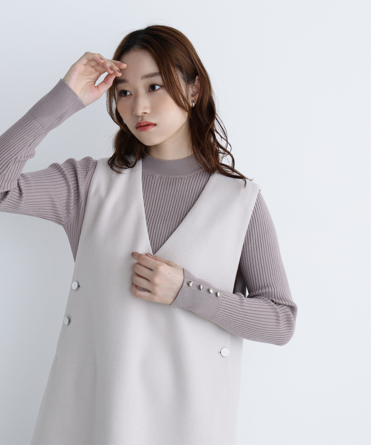  「ハートボタンカフスニット」|ニット・セーター|