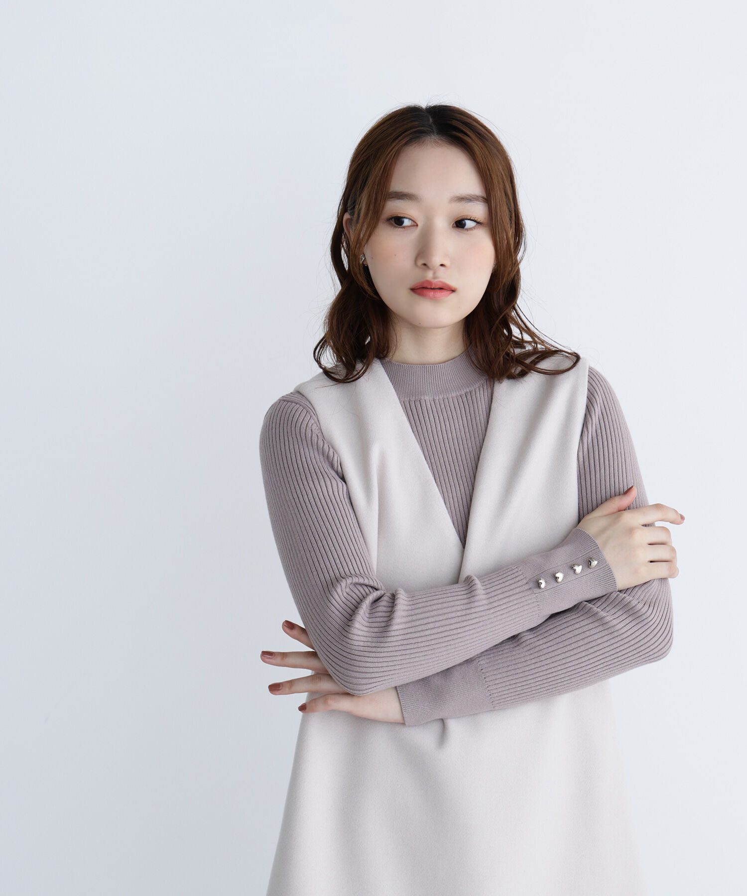  「ハートボタンカフスニット」|ニット・セーター|