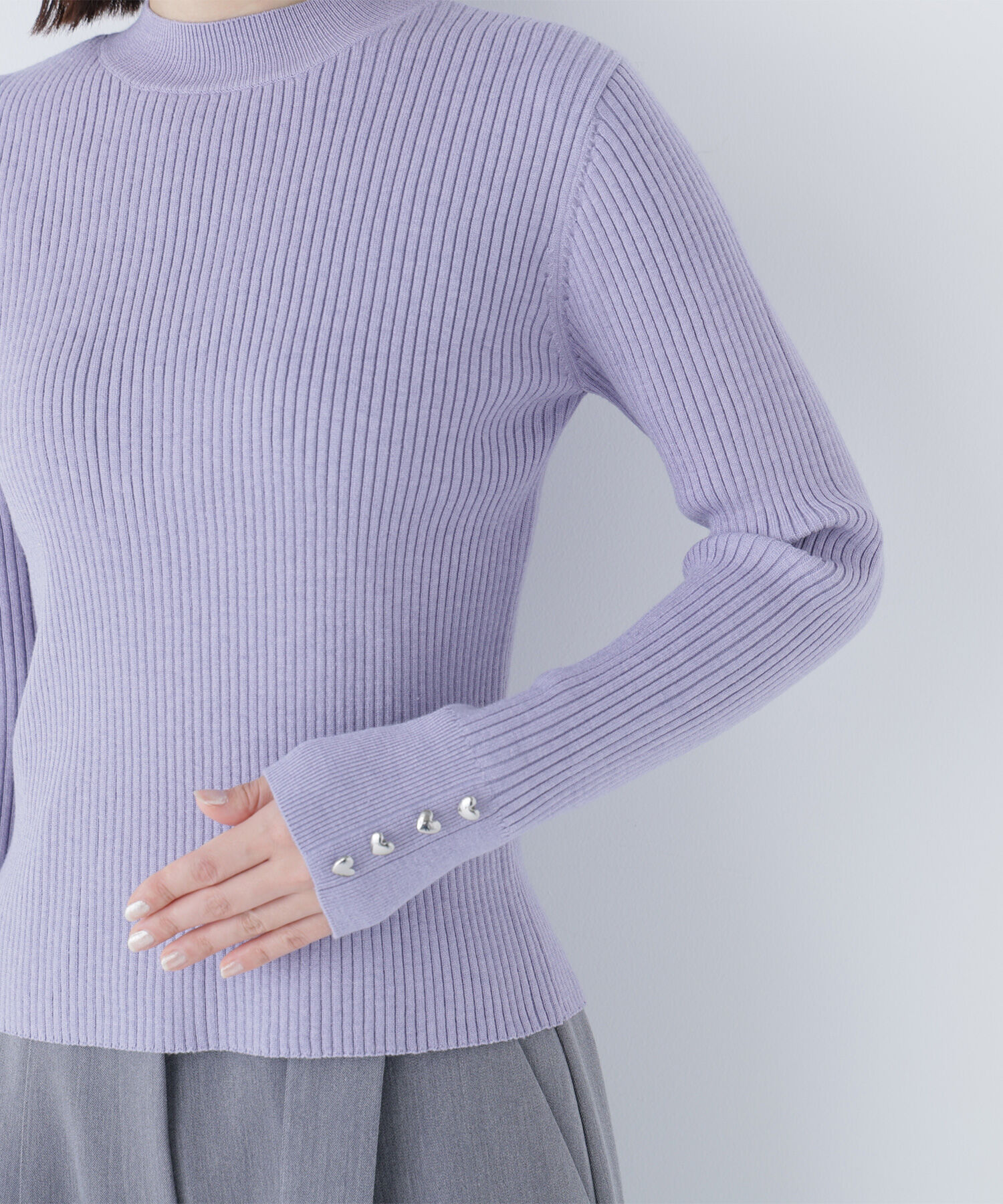  「ハートボタンカフスニット」|ニット・セーター|