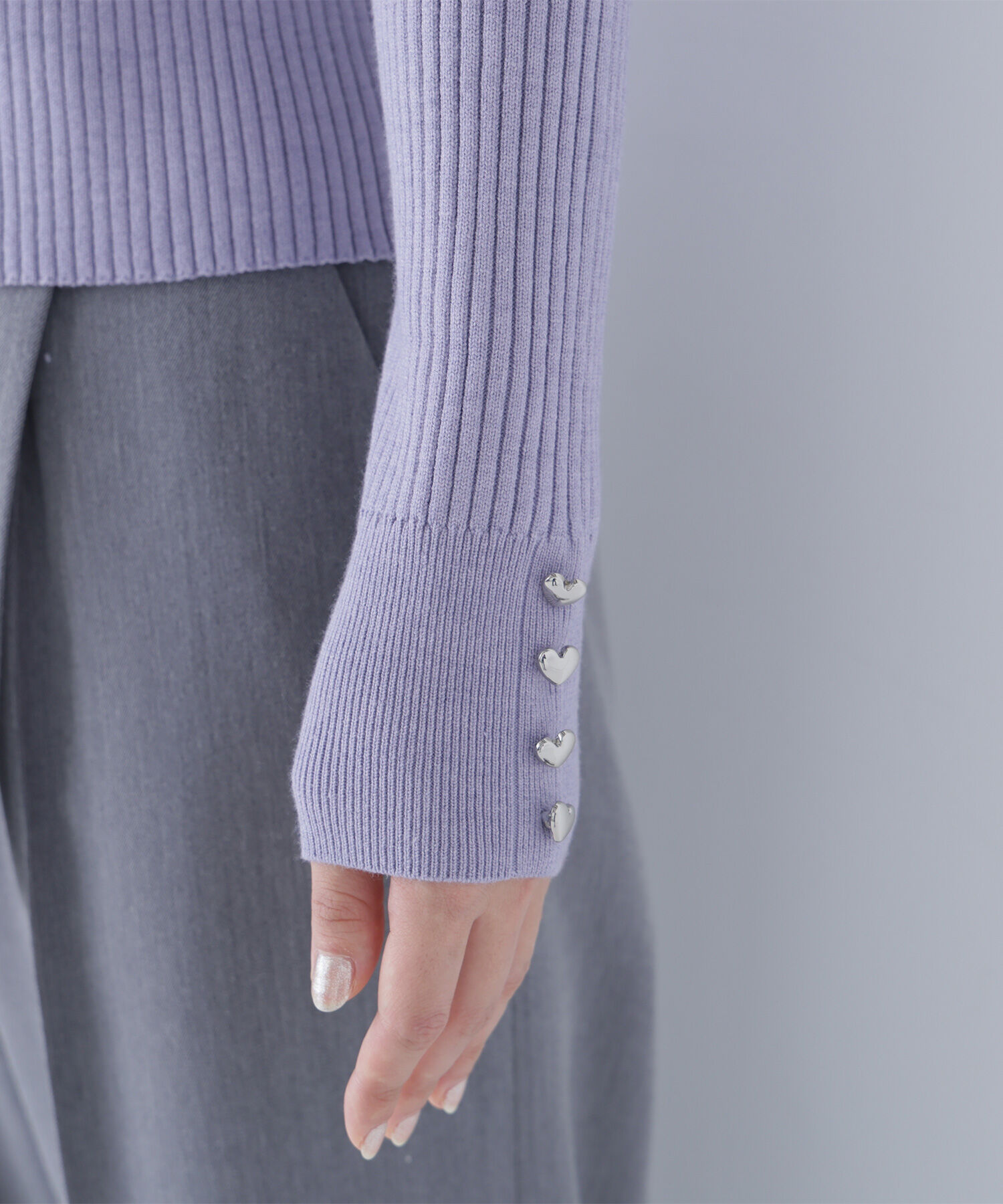  「ハートボタンカフスニット」|ニット・セーター|