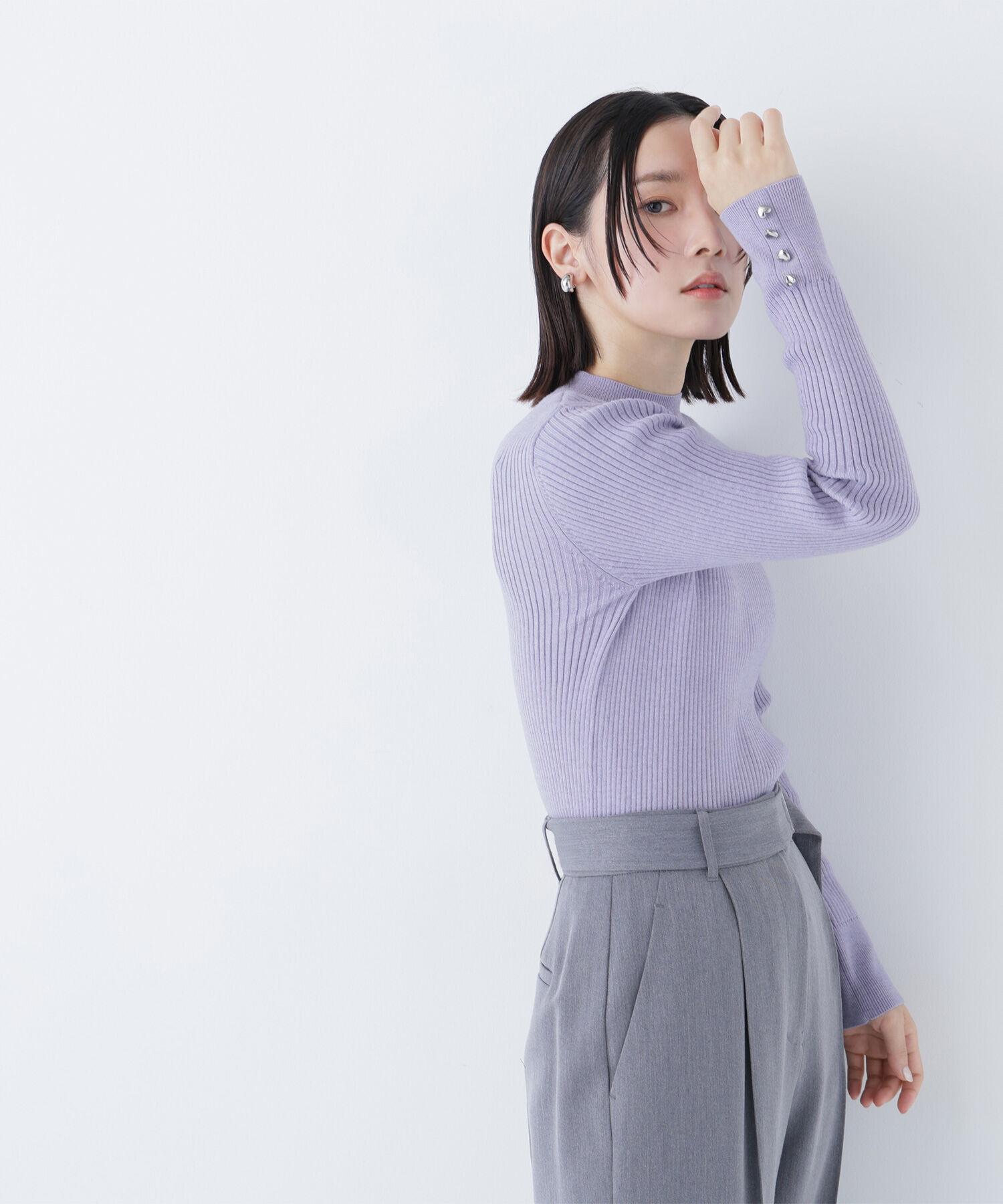  「ハートボタンカフスニット」|ニット・セーター|