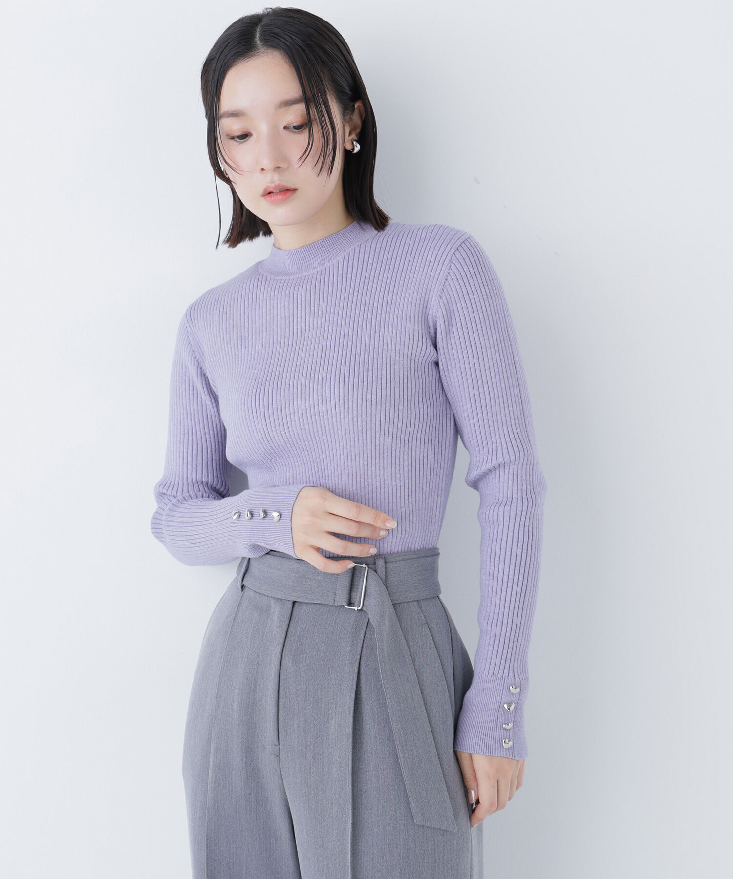  「ハートボタンカフスニット」|ニット・セーター|