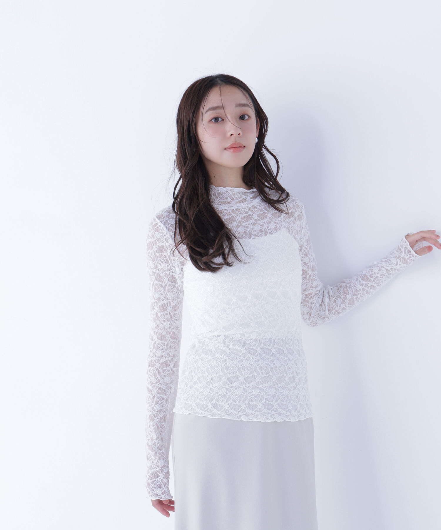  「レースハイネックカットソー」|Tシャツ・カットソー|