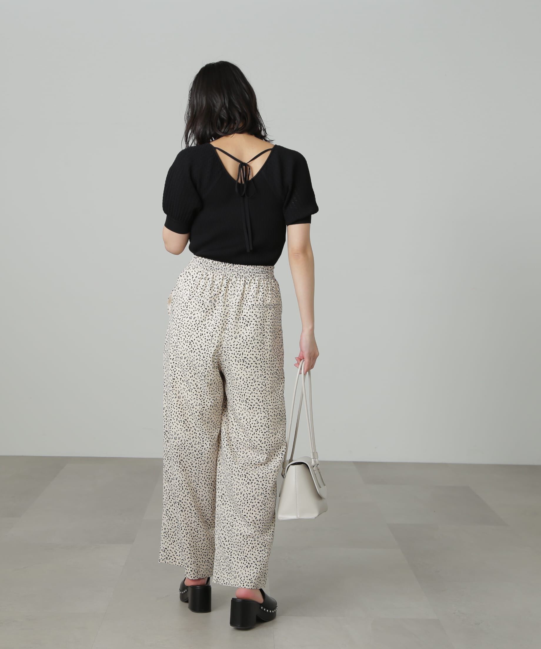  「袖透かし編みスクエアネックニット」|ニット・セーター|