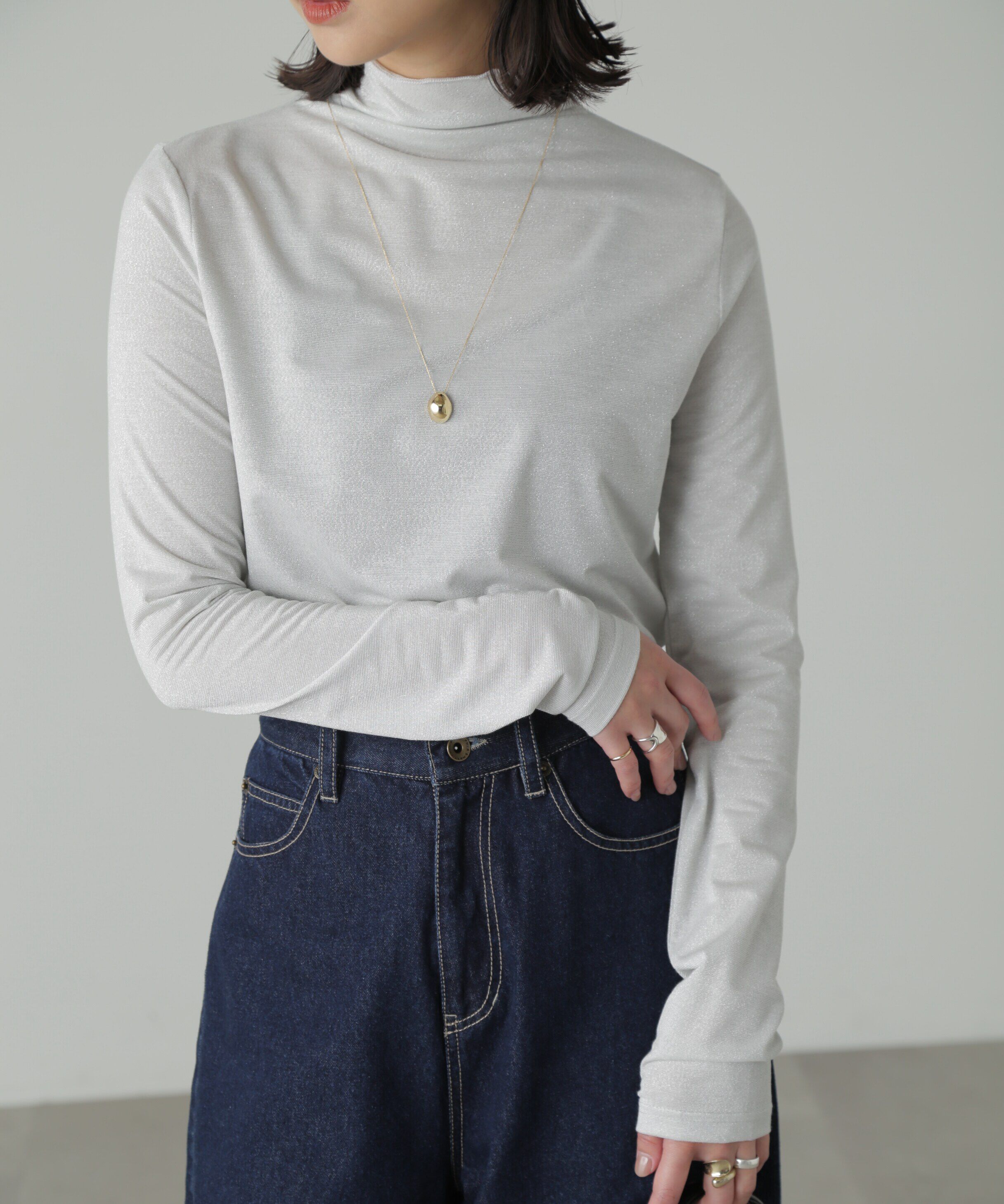  「ラメシアーハイネックカットソー」|Tシャツ・カットソー|オフラメ