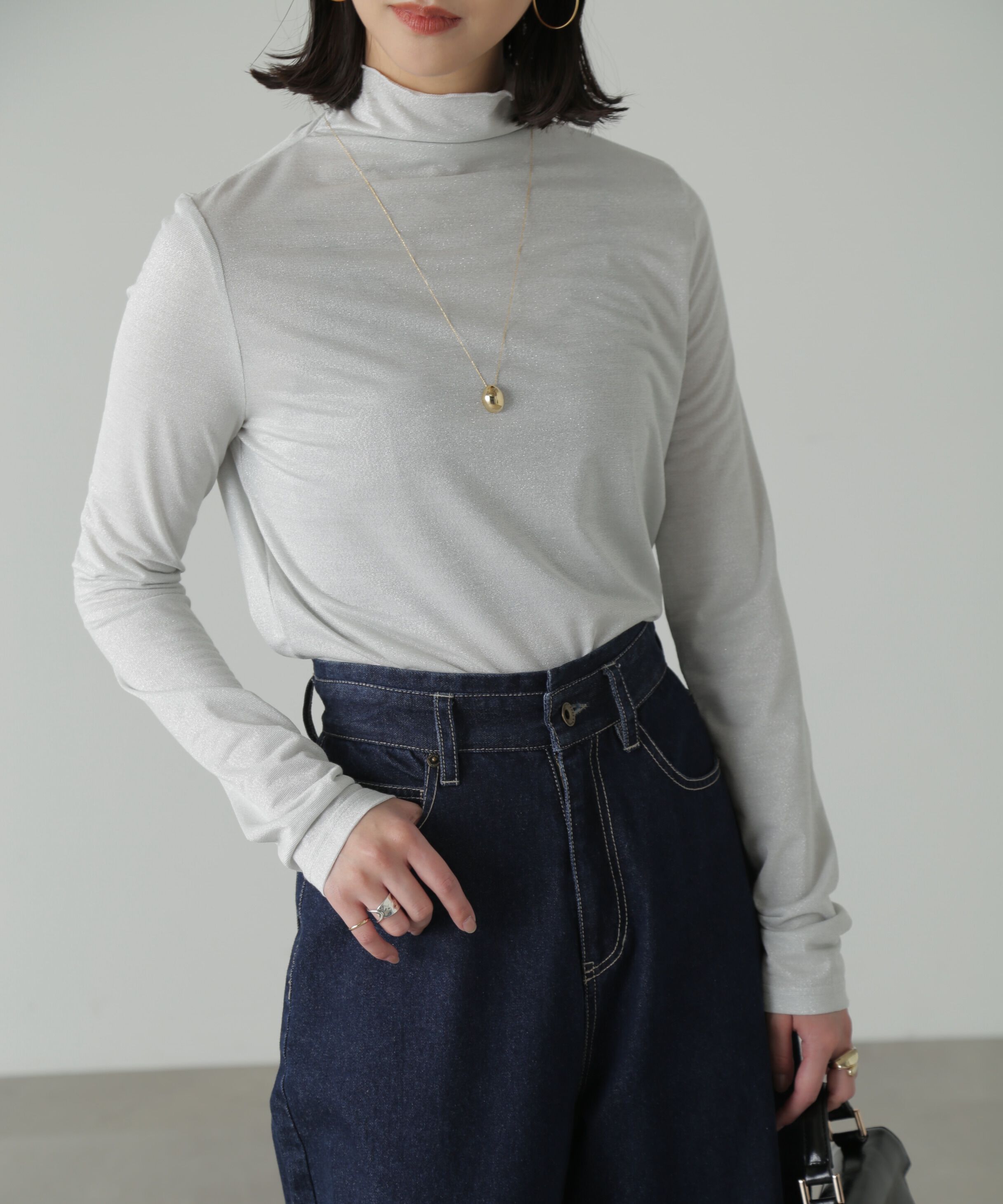  「ラメシアーハイネックカットソー」|Tシャツ・カットソー|