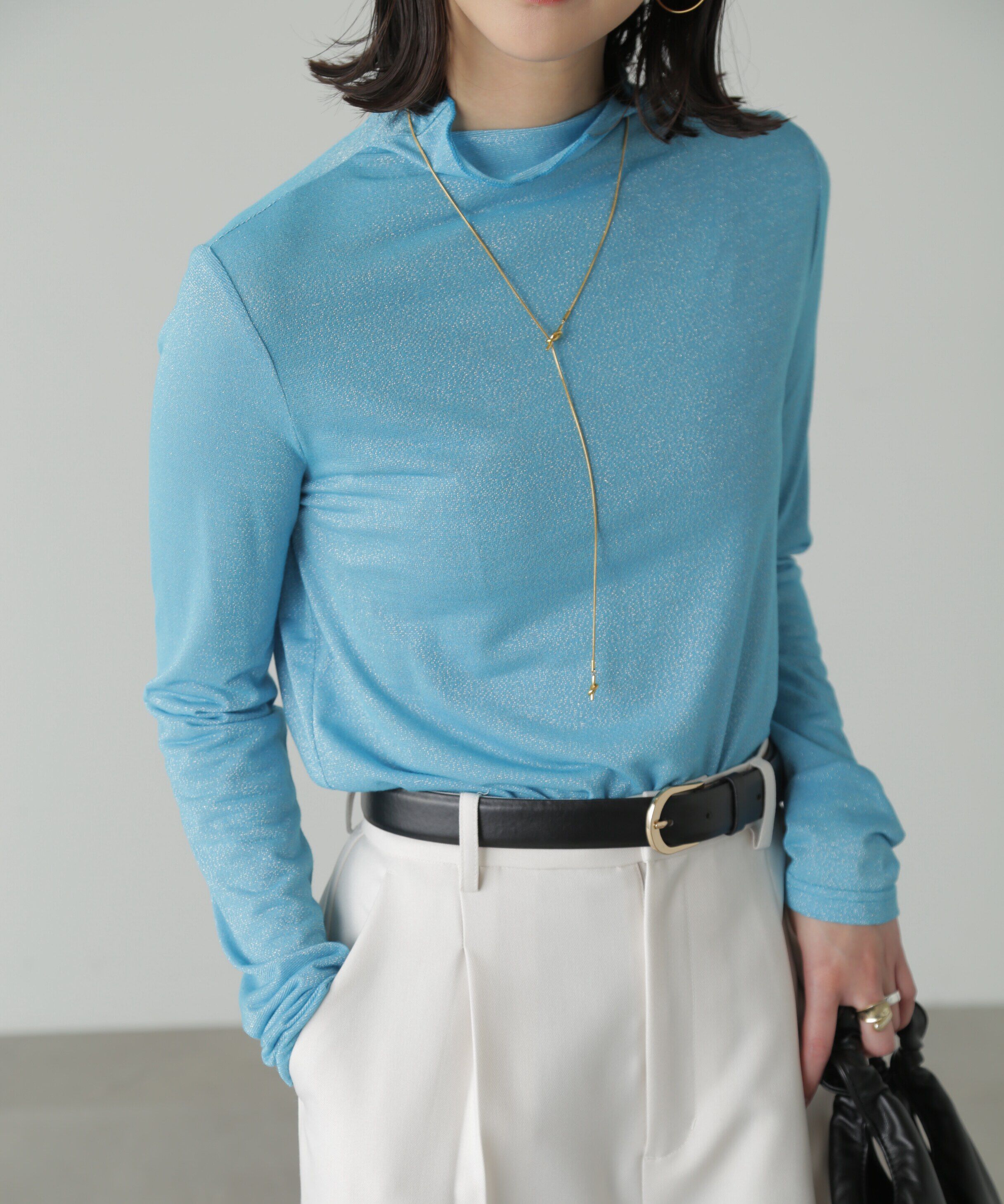  「ラメシアーハイネックカットソー」|Tシャツ・カットソー|