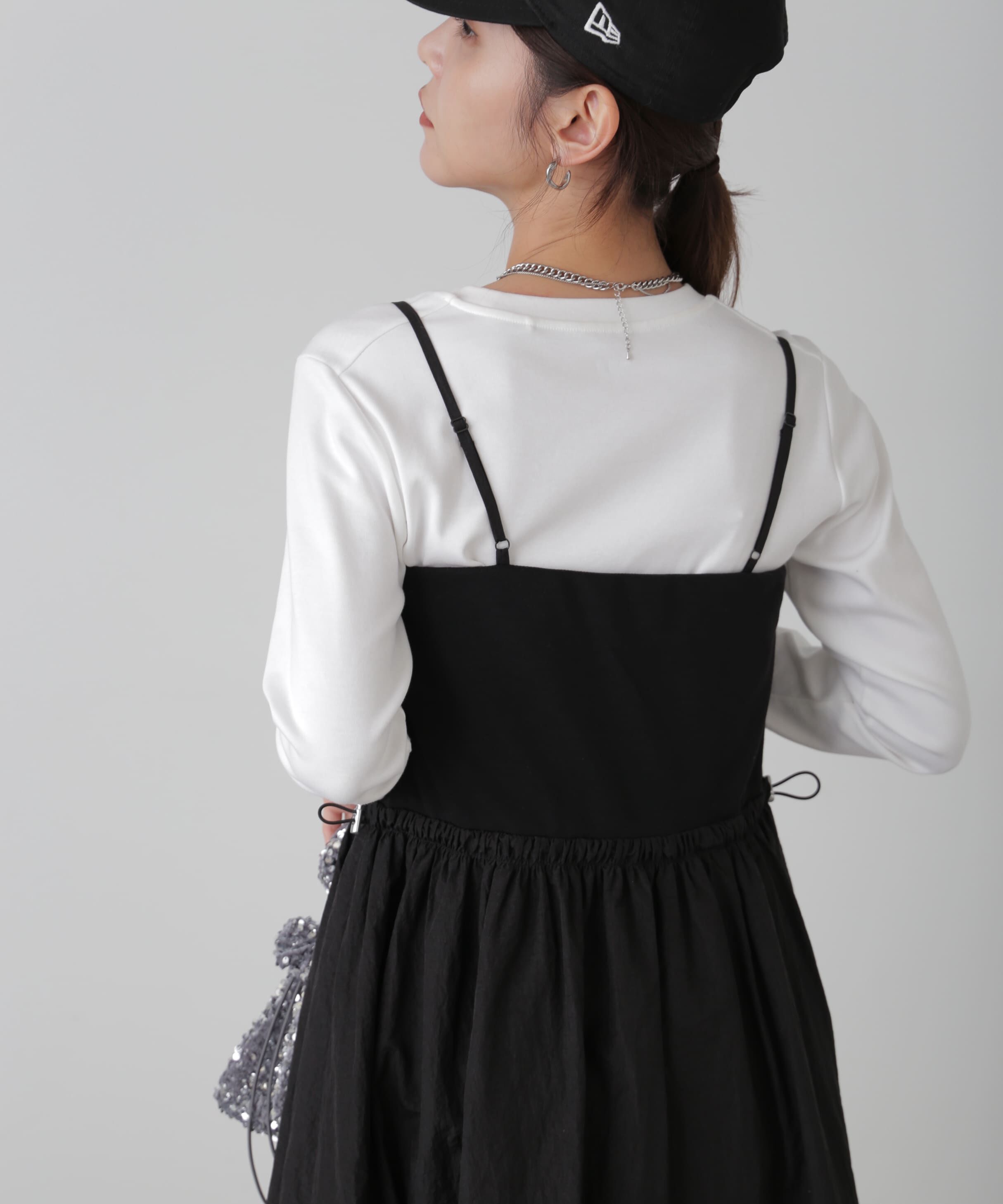  「異素材ドッキングキャミワンピース」|ワンピース|