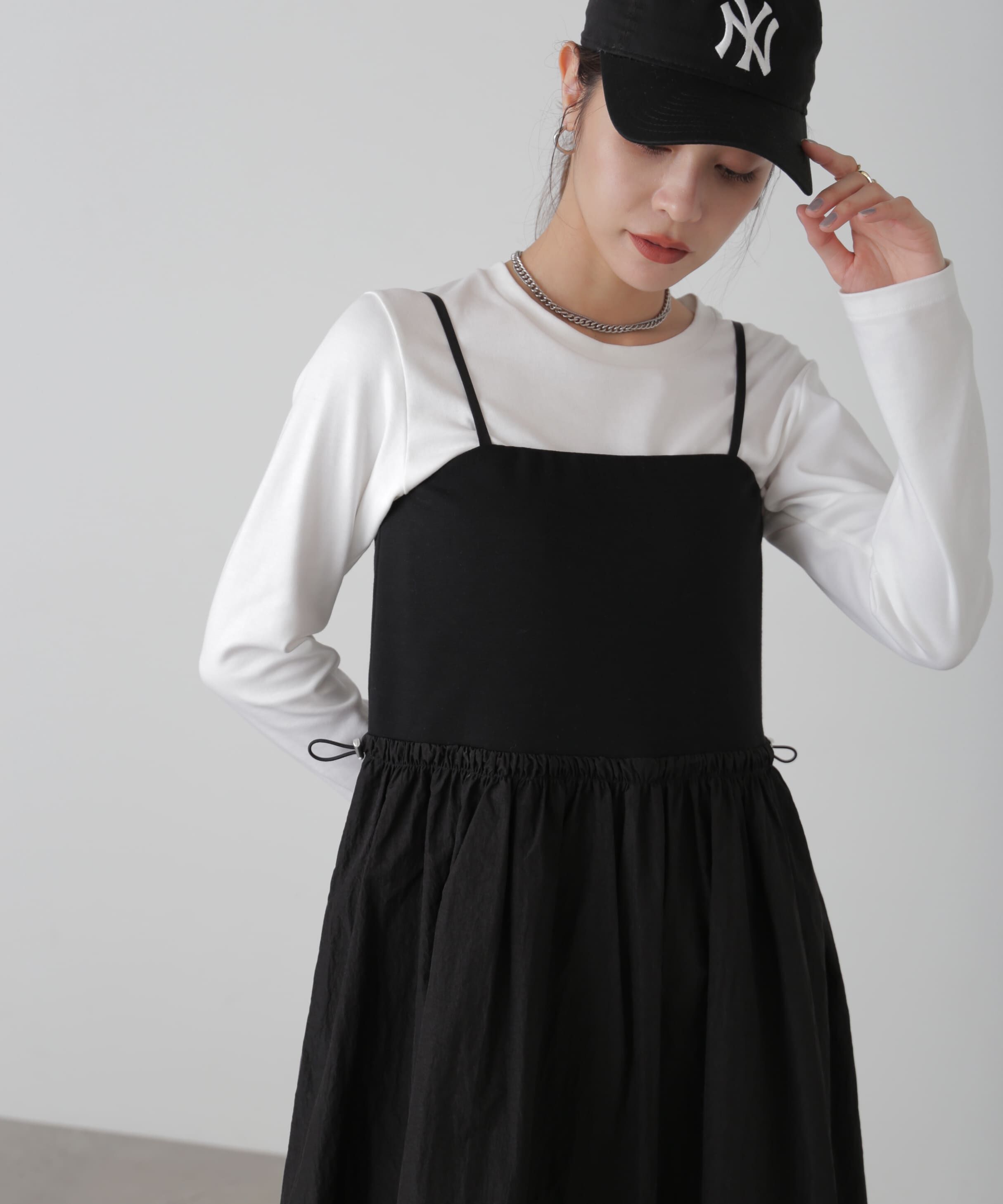  「異素材ドッキングキャミワンピース」|ワンピース|