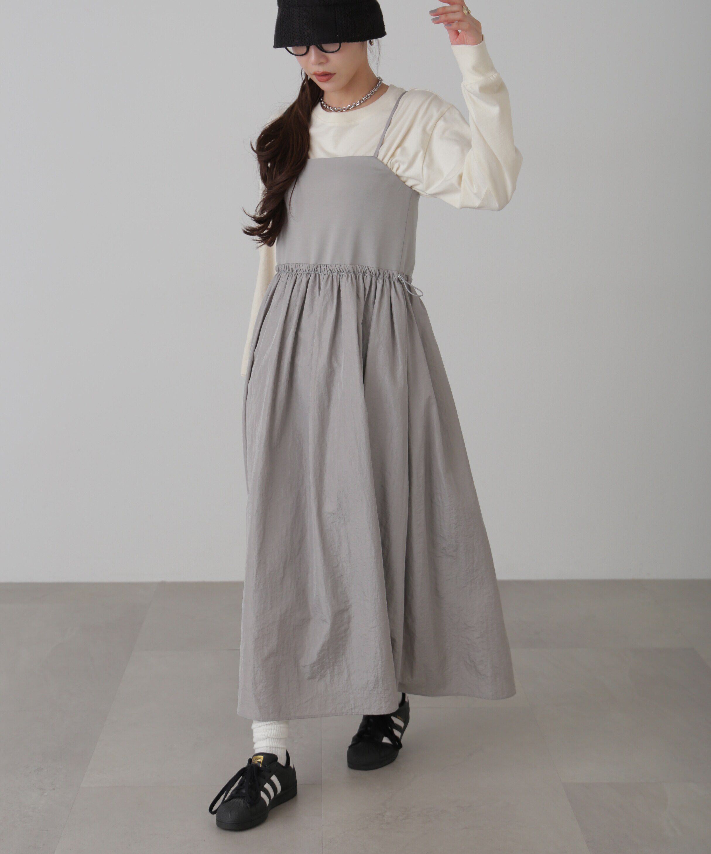  「異素材ドッキングキャミワンピース」|ワンピース|