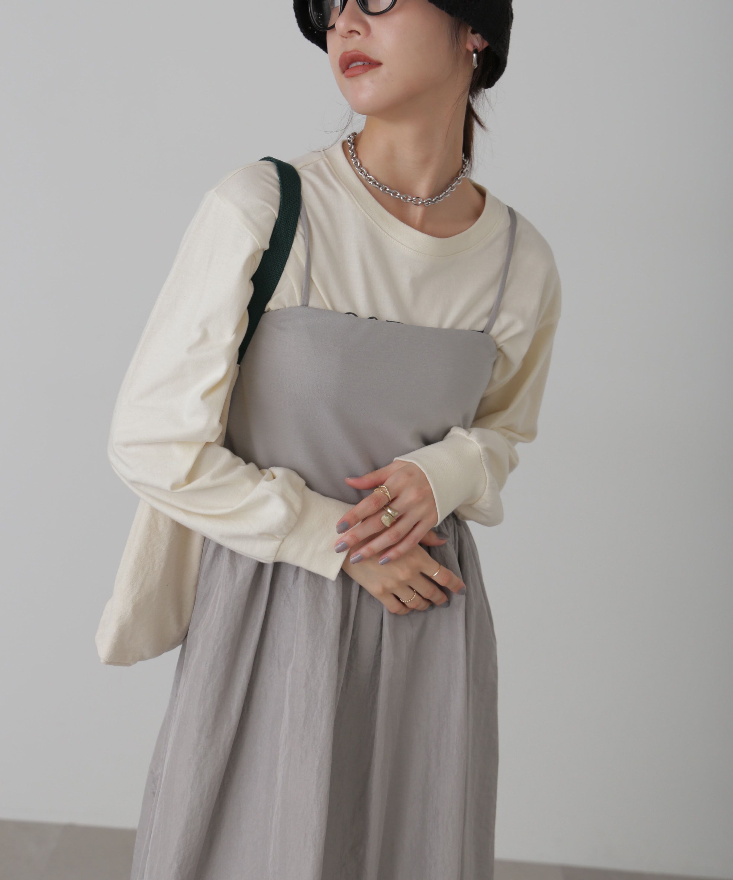  「異素材ドッキングキャミワンピース」|ワンピース|