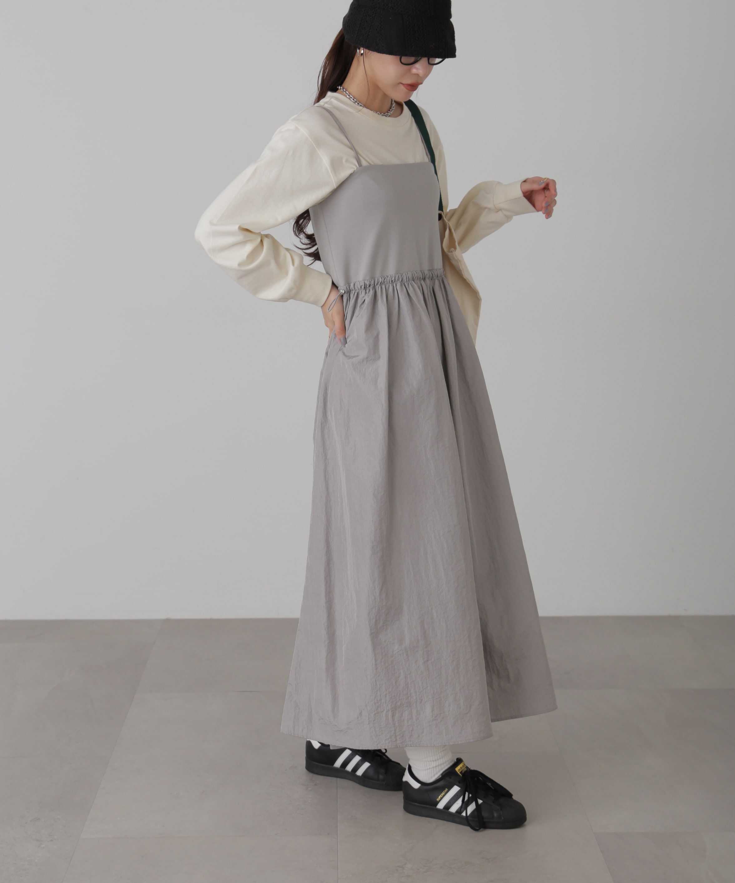  「異素材ドッキングキャミワンピース」|ワンピース|