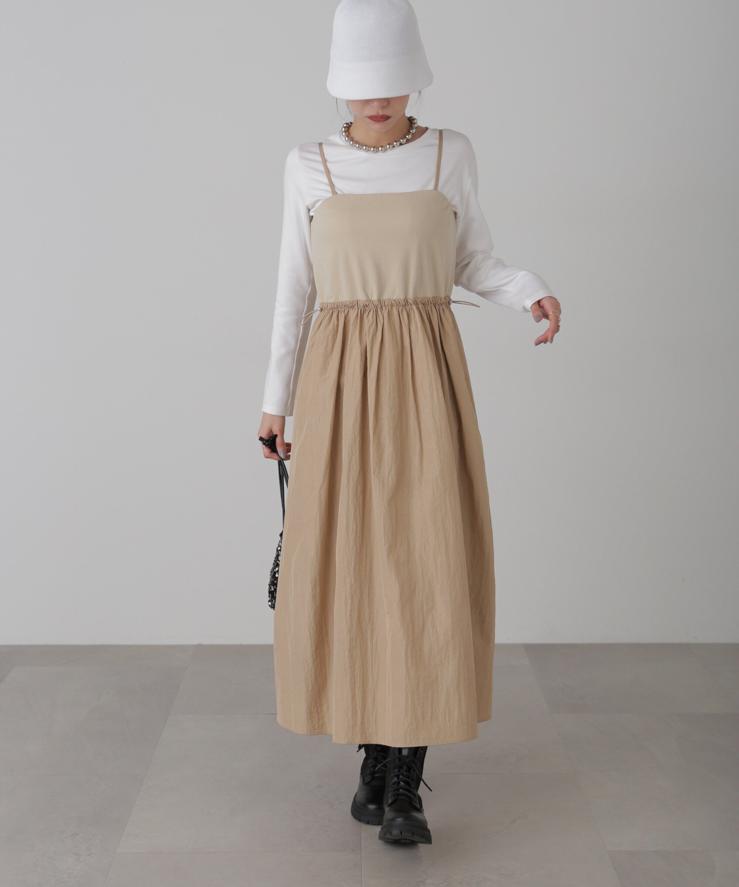  「異素材ドッキングキャミワンピース」|ワンピース|