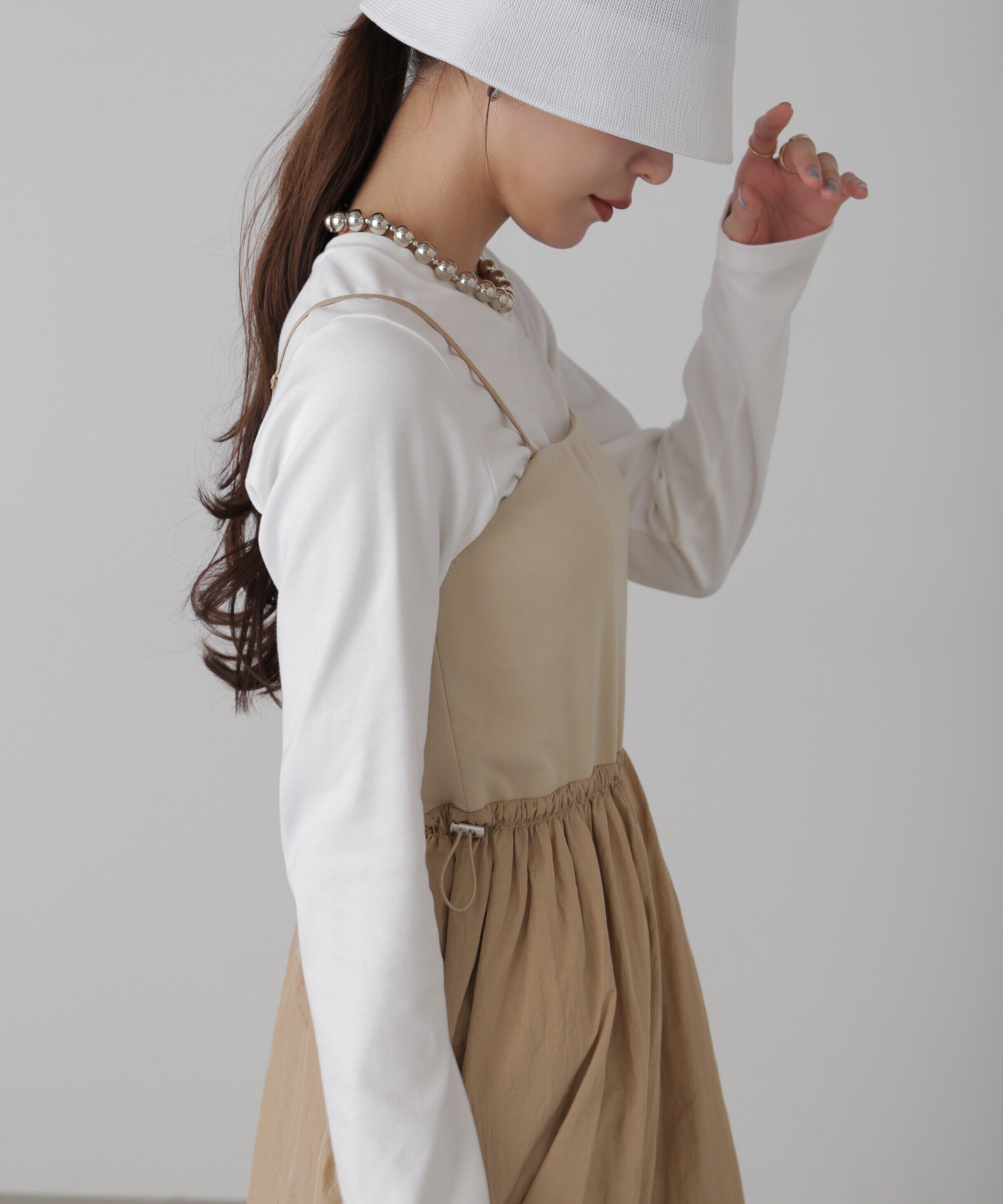  「異素材ドッキングキャミワンピース」|ワンピース|