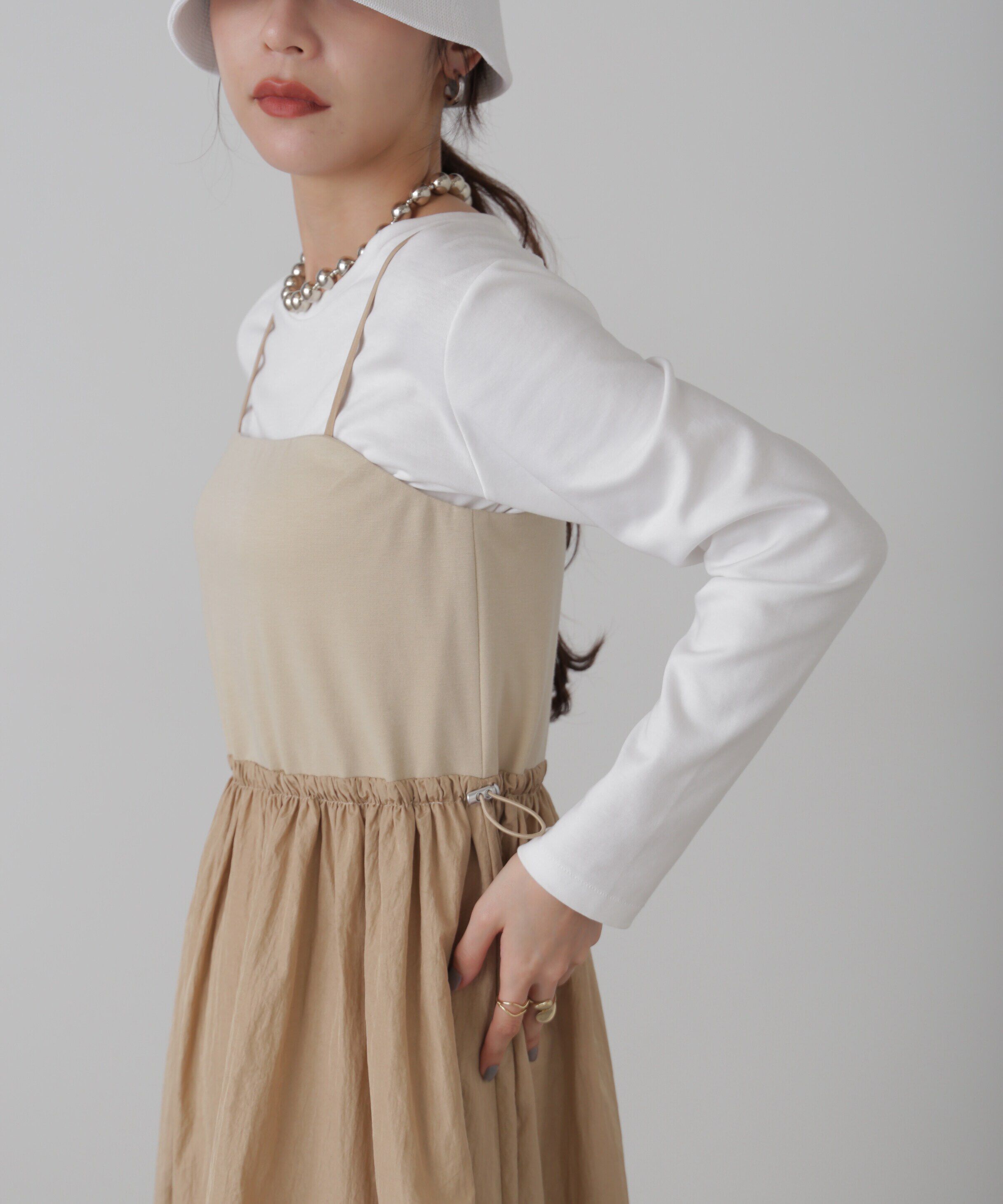  「異素材ドッキングキャミワンピース」|ワンピース|