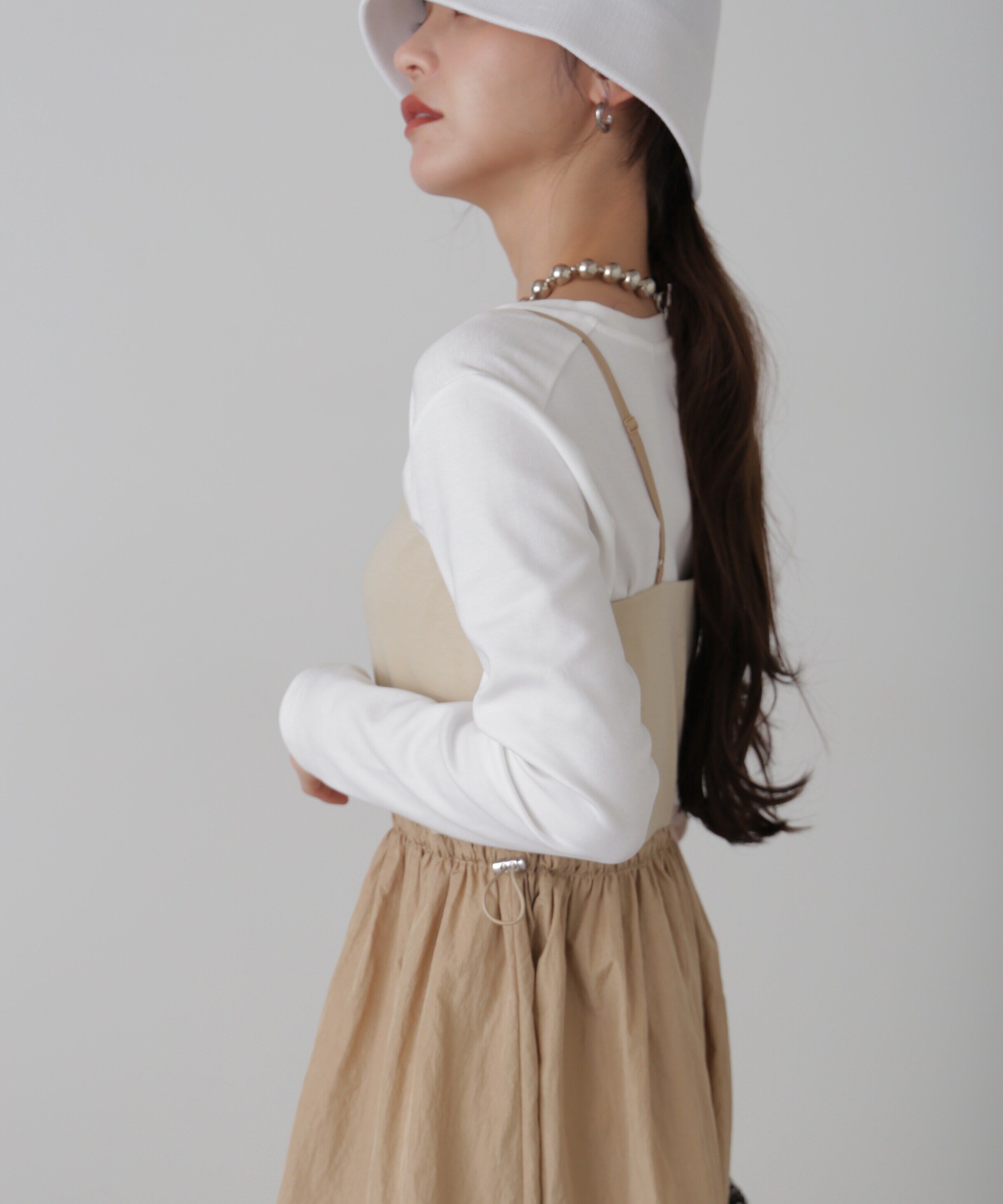  「異素材ドッキングキャミワンピース」|ワンピース|