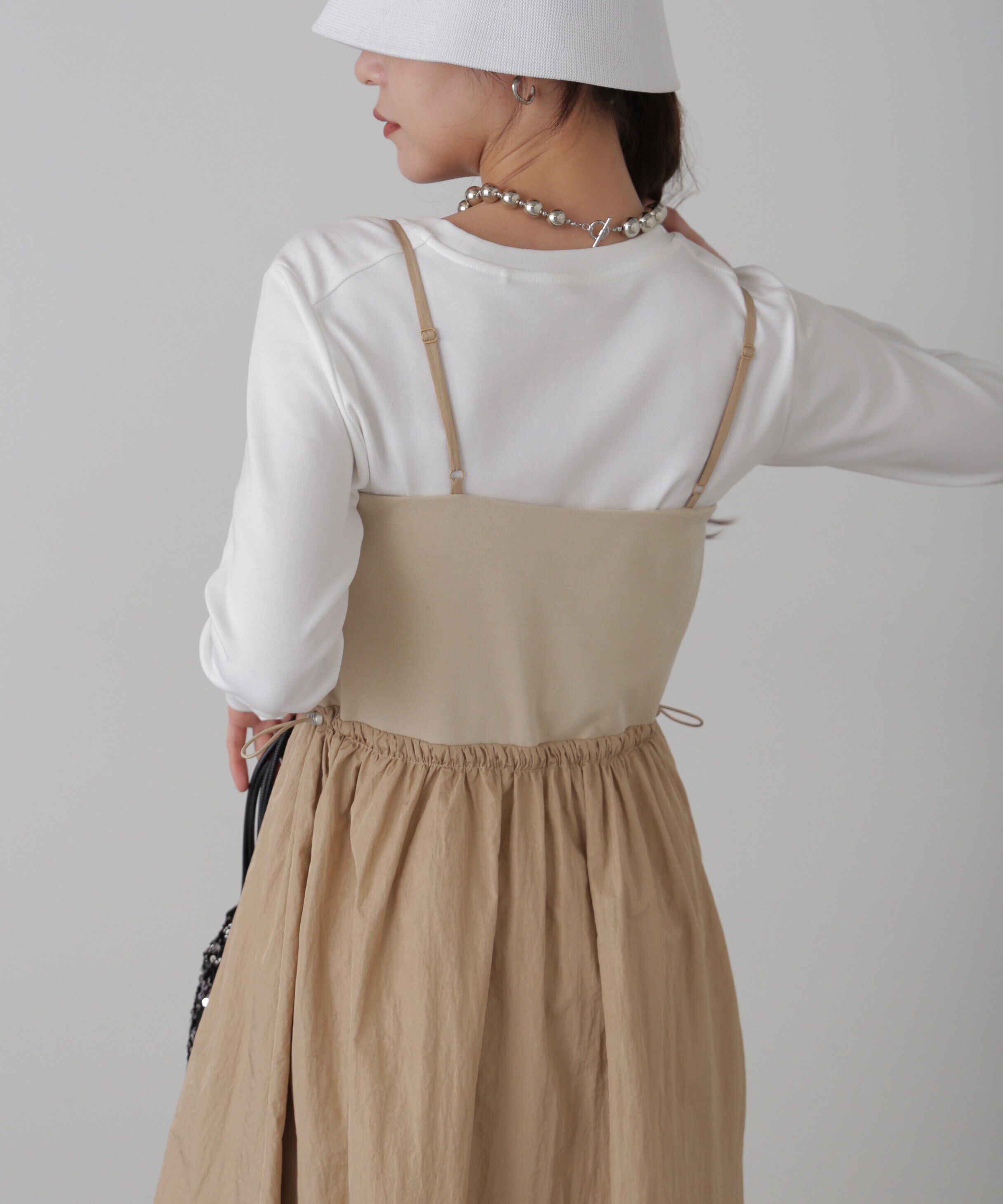  「異素材ドッキングキャミワンピース」|ワンピース|