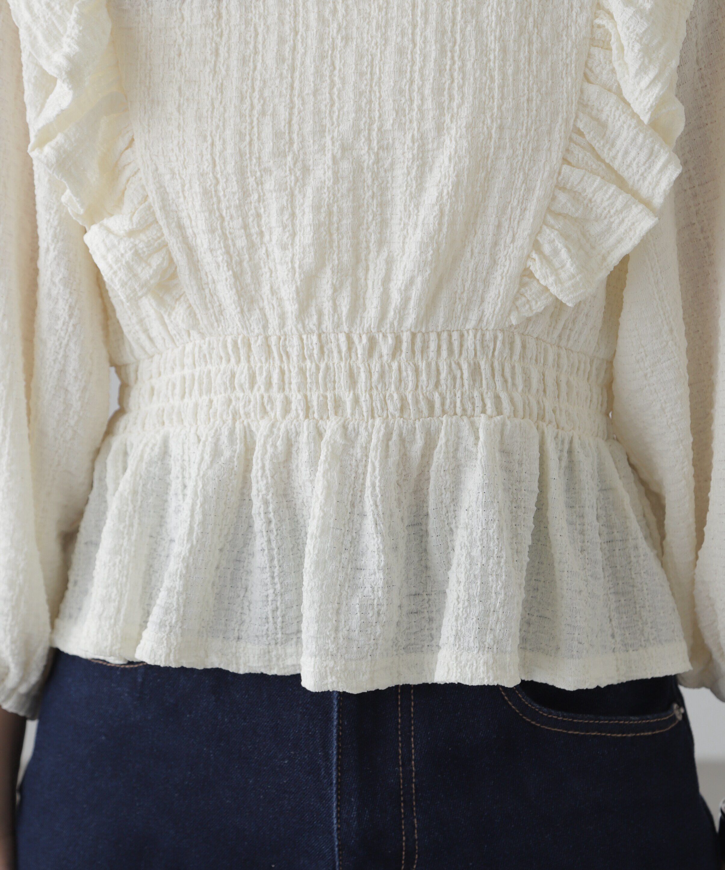  「肩フリルウエストシャーリングブラウス」|シャツ・ブラウス|