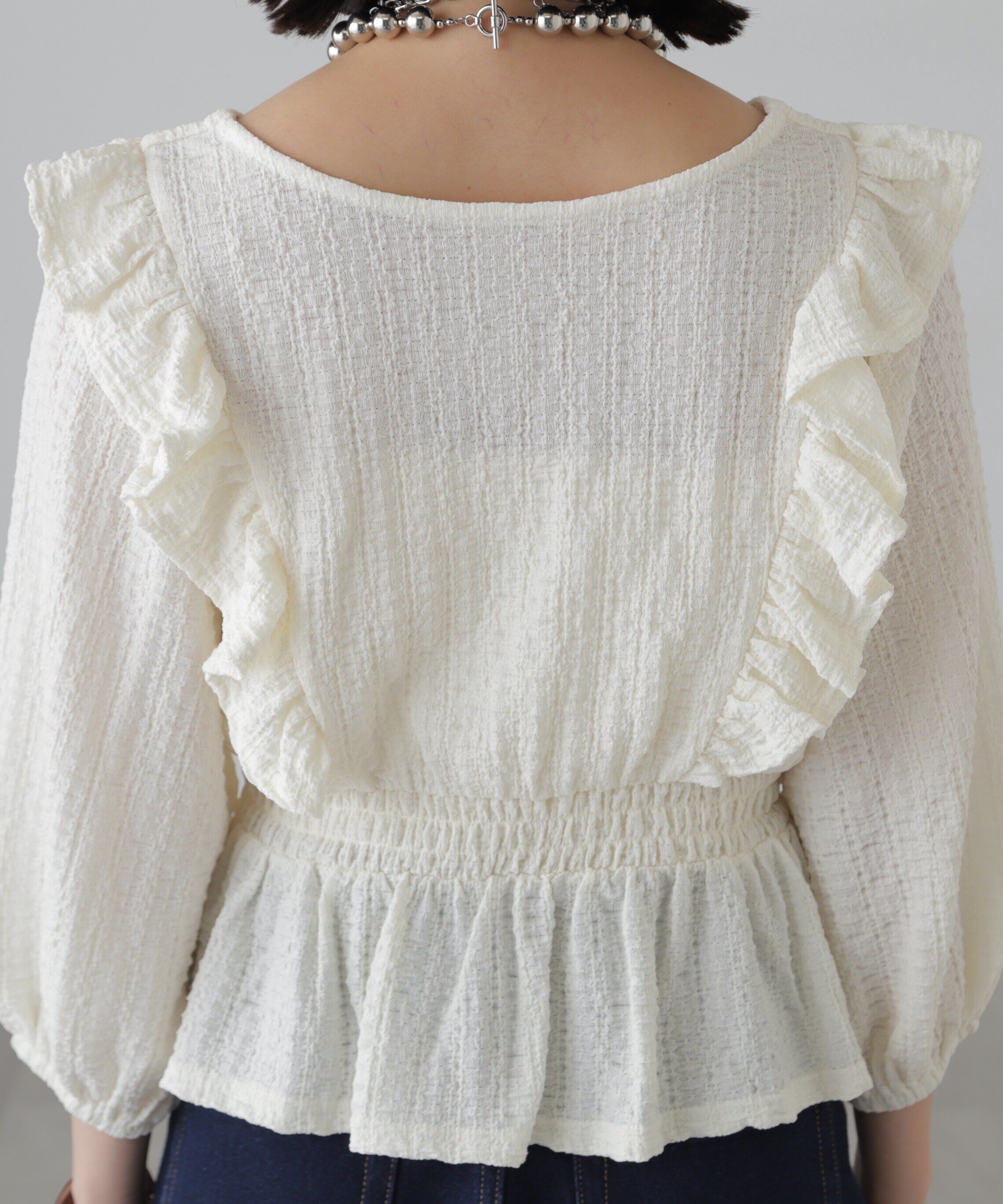  「肩フリルウエストシャーリングブラウス」|シャツ・ブラウス|