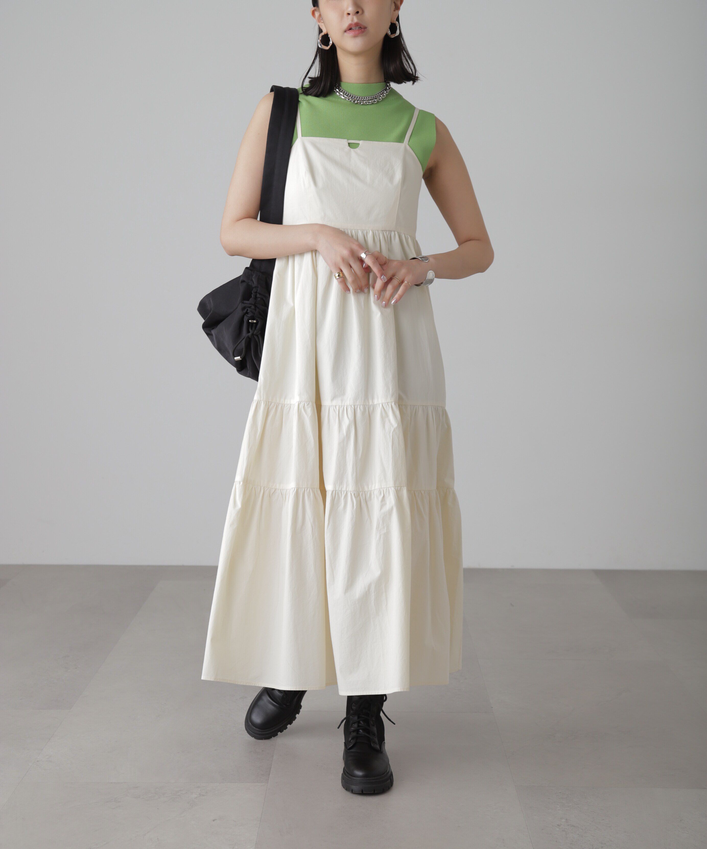  「コットンティアードキャミソールワンピース」|ワンピース|オフ