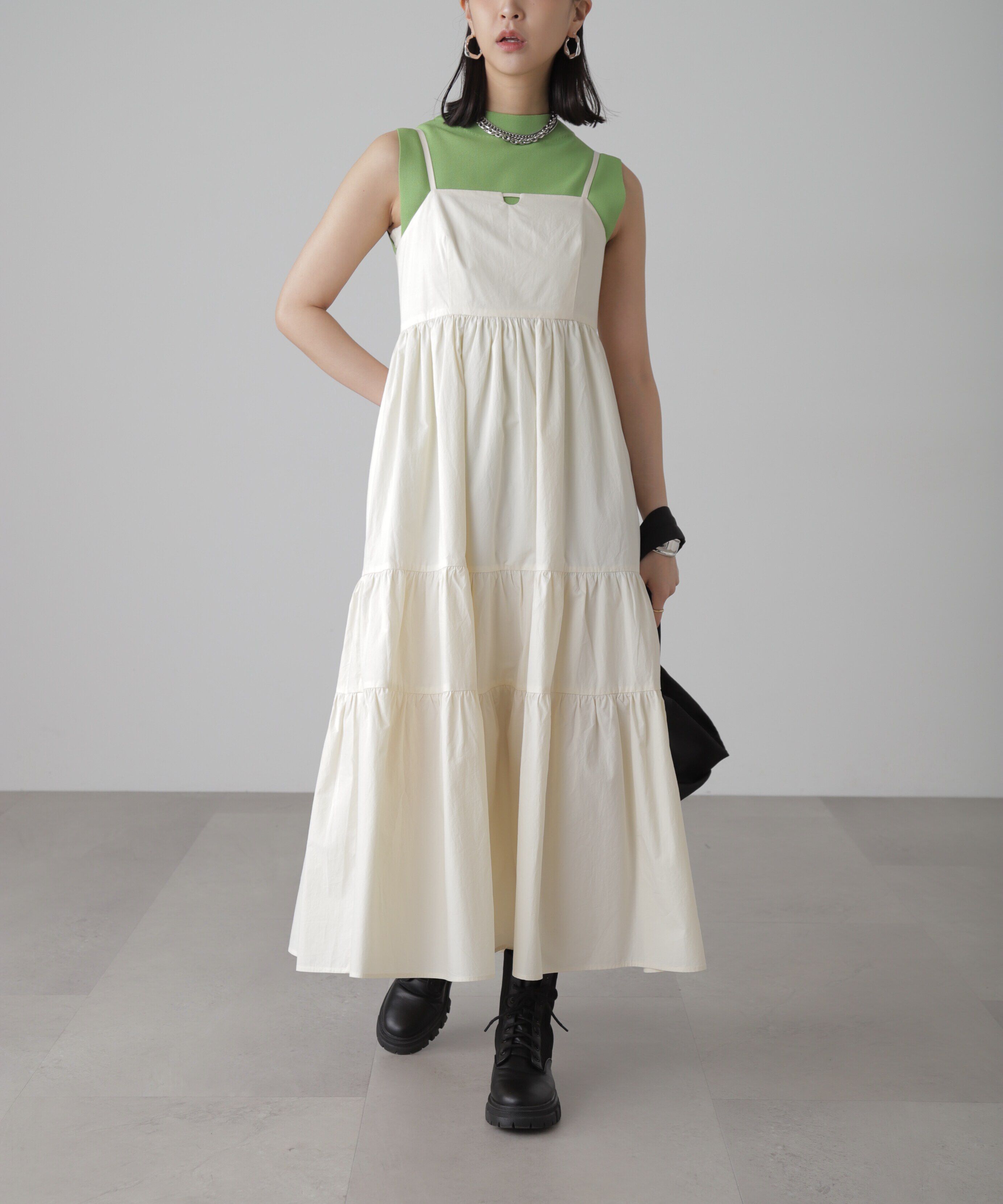  「コットンティアードキャミソールワンピース」|ワンピース|